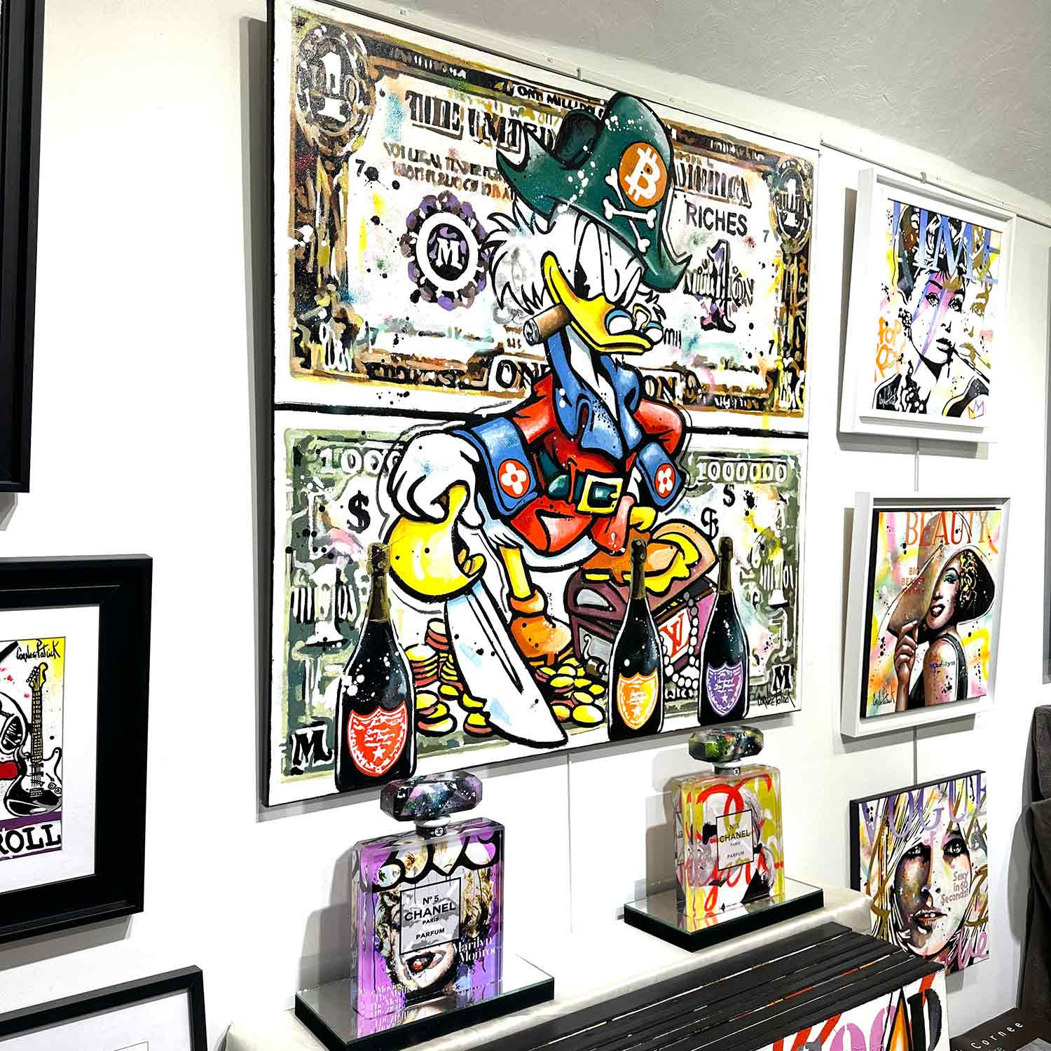 Patrick Cornee, Uncle Scrooge, one million dollars, Painting - Artalistic online contemporary art buying and selling gallery