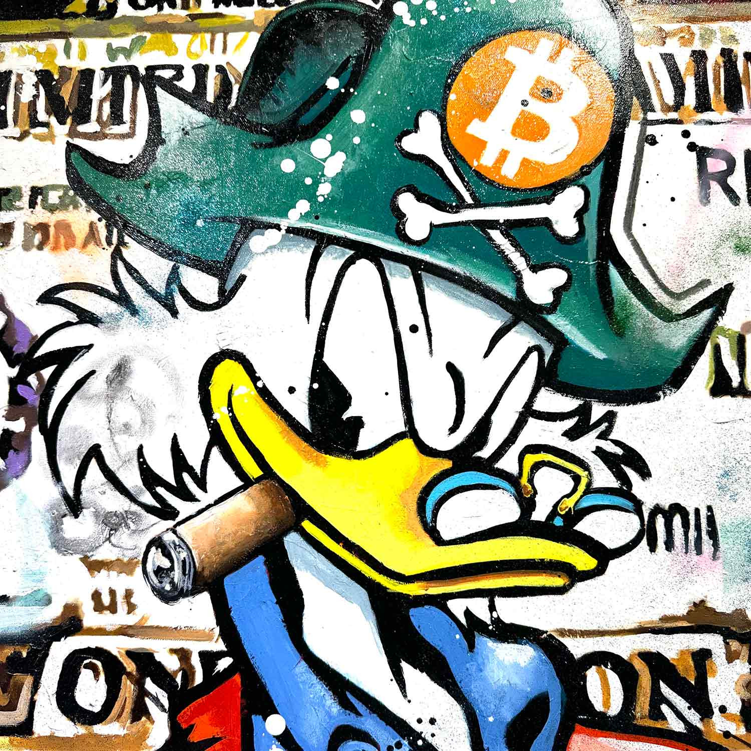 Patrick Cornee, Uncle Scrooge, one million dollars, Painting - Artalistic online contemporary art buying and selling gallery