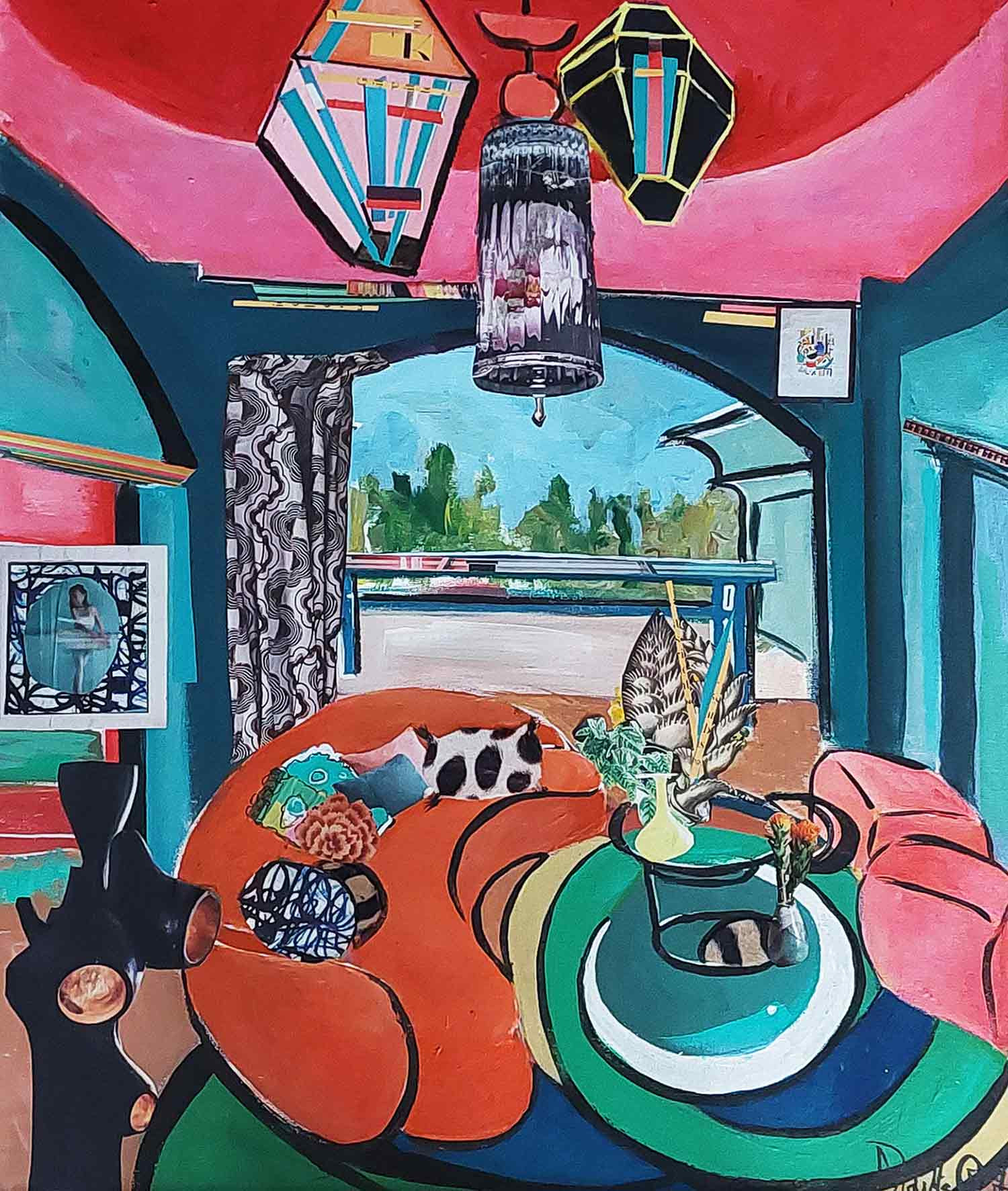 Anne-violette Goy, Interieur Bilbao, Painting - Artalistic online contemporary art buying and selling gallery