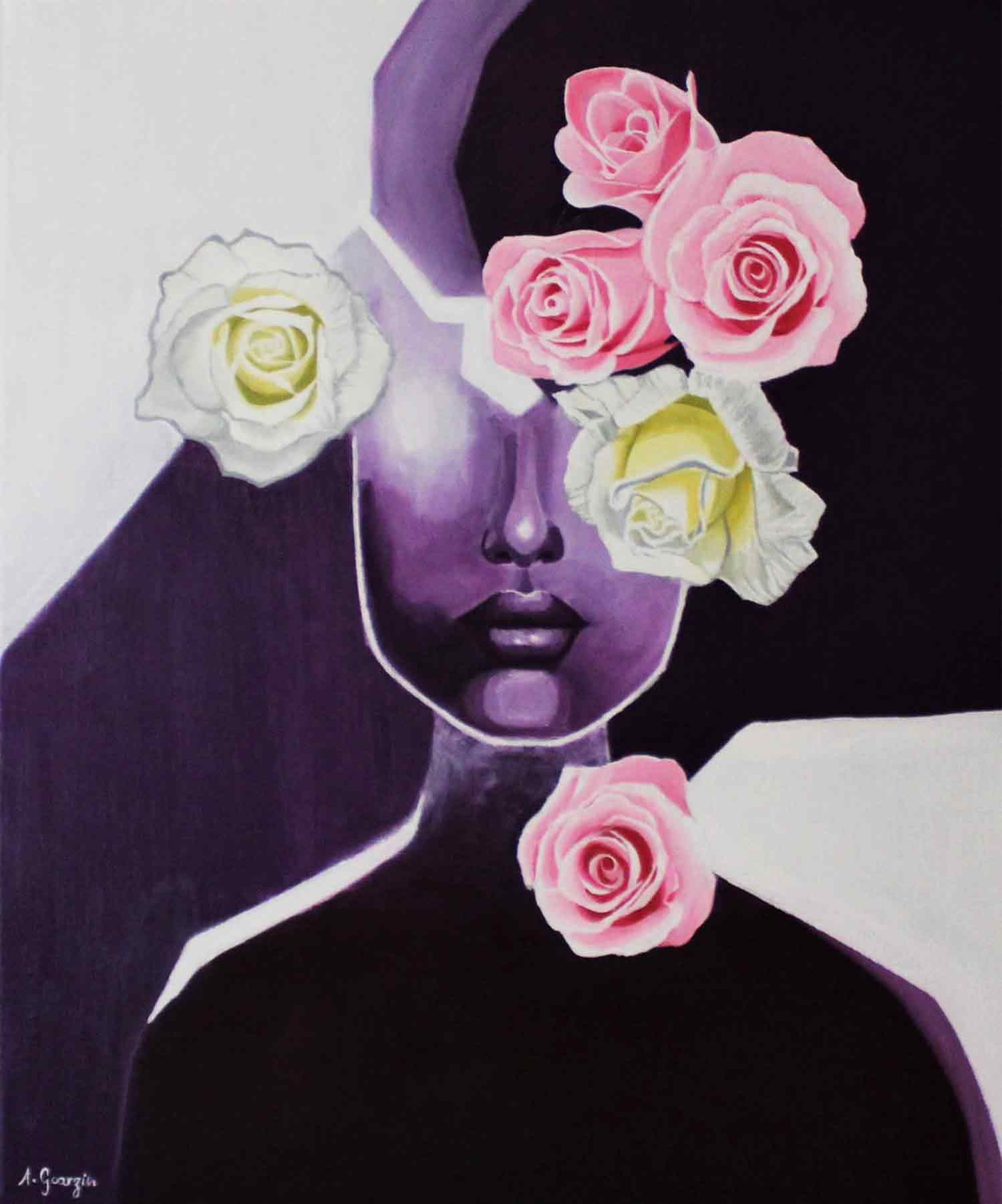 Aurélie Goarzin, La fille revêtue de fleurs, Painting - Artalistic online contemporary art buying and selling gallery