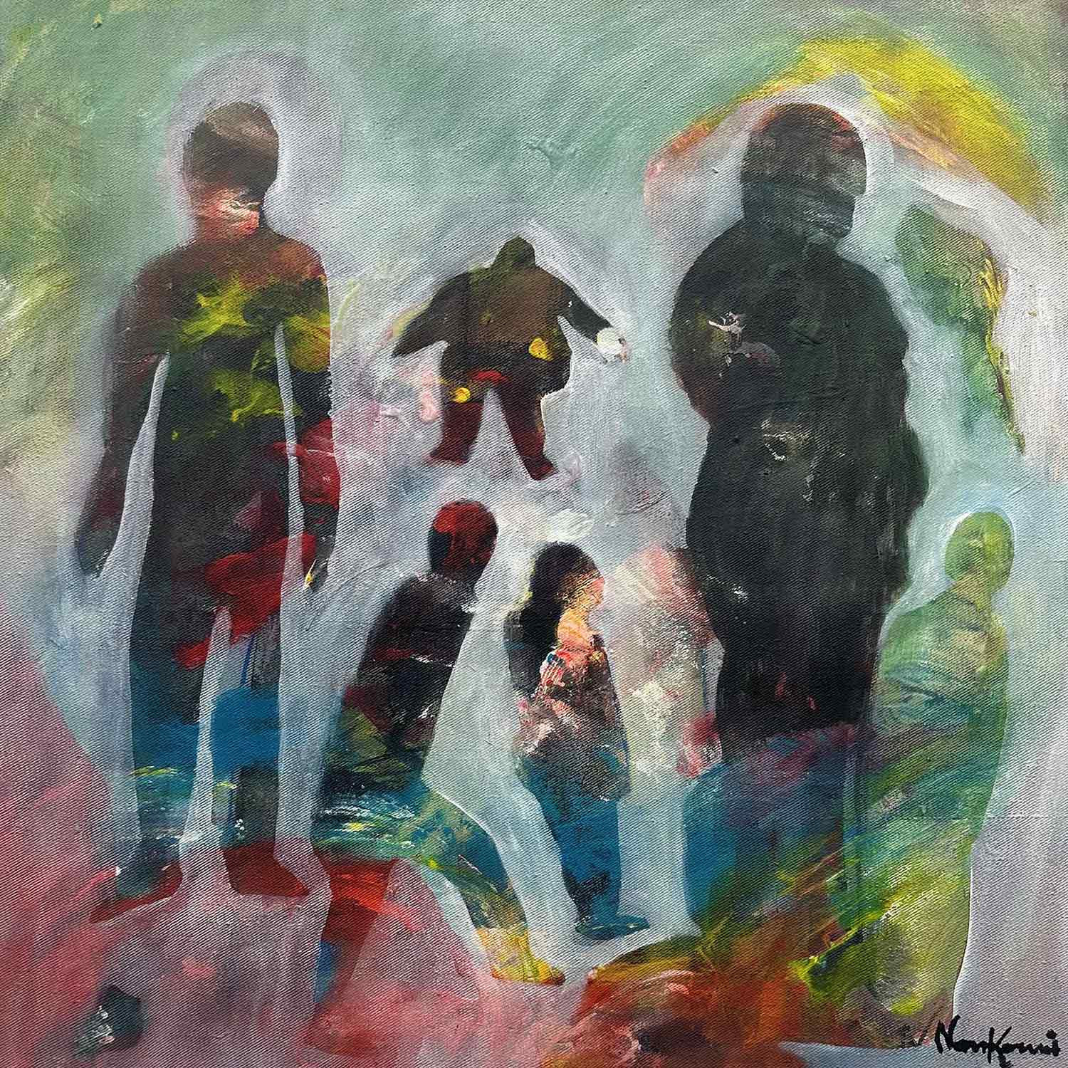 Fernand Nonkouni, Piliers humains, Painting - Artalistic online contemporary art buying and selling gallery
