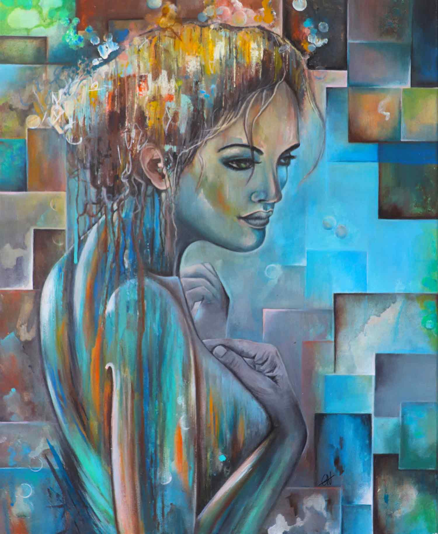 Carmin Cuivré, Moment suspendu, Painting - Artalistic online contemporary art buying and selling gallery