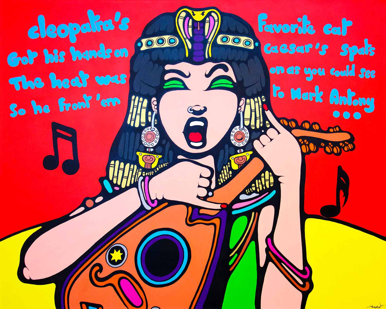 Ewen Gur, Cleopatra's cat, painting - Artalistic online contemporary art buying and selling gallery