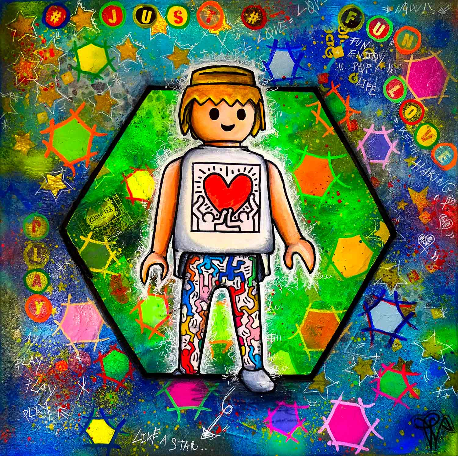 Priscilla Vettese, Hex Haring X Playmo, painting - Artalistic online contemporary art buying and selling gallery