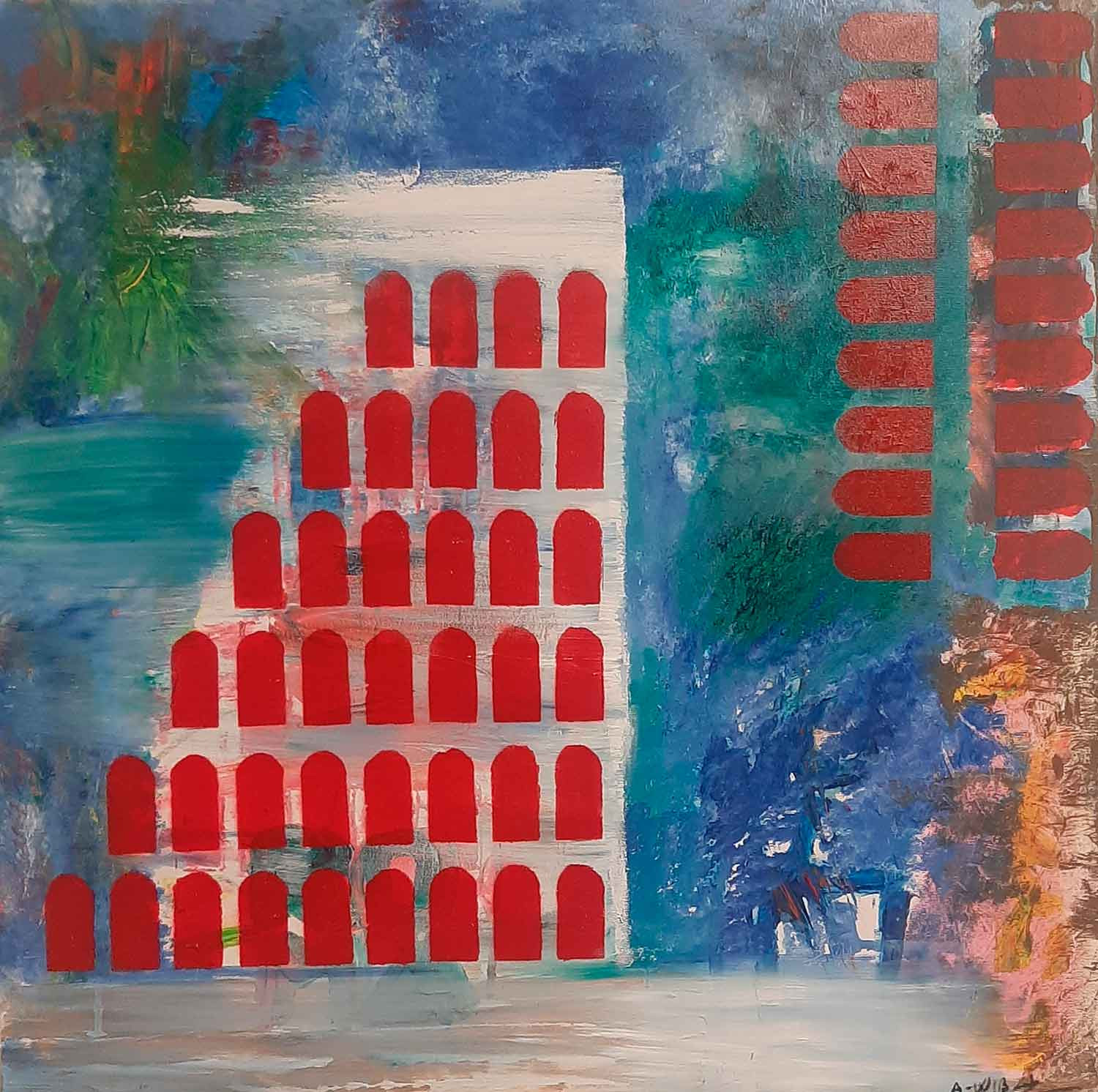 A-Wibaa, Colosseo quadrato, painting - Artalistic online contemporary art buying and selling gallery