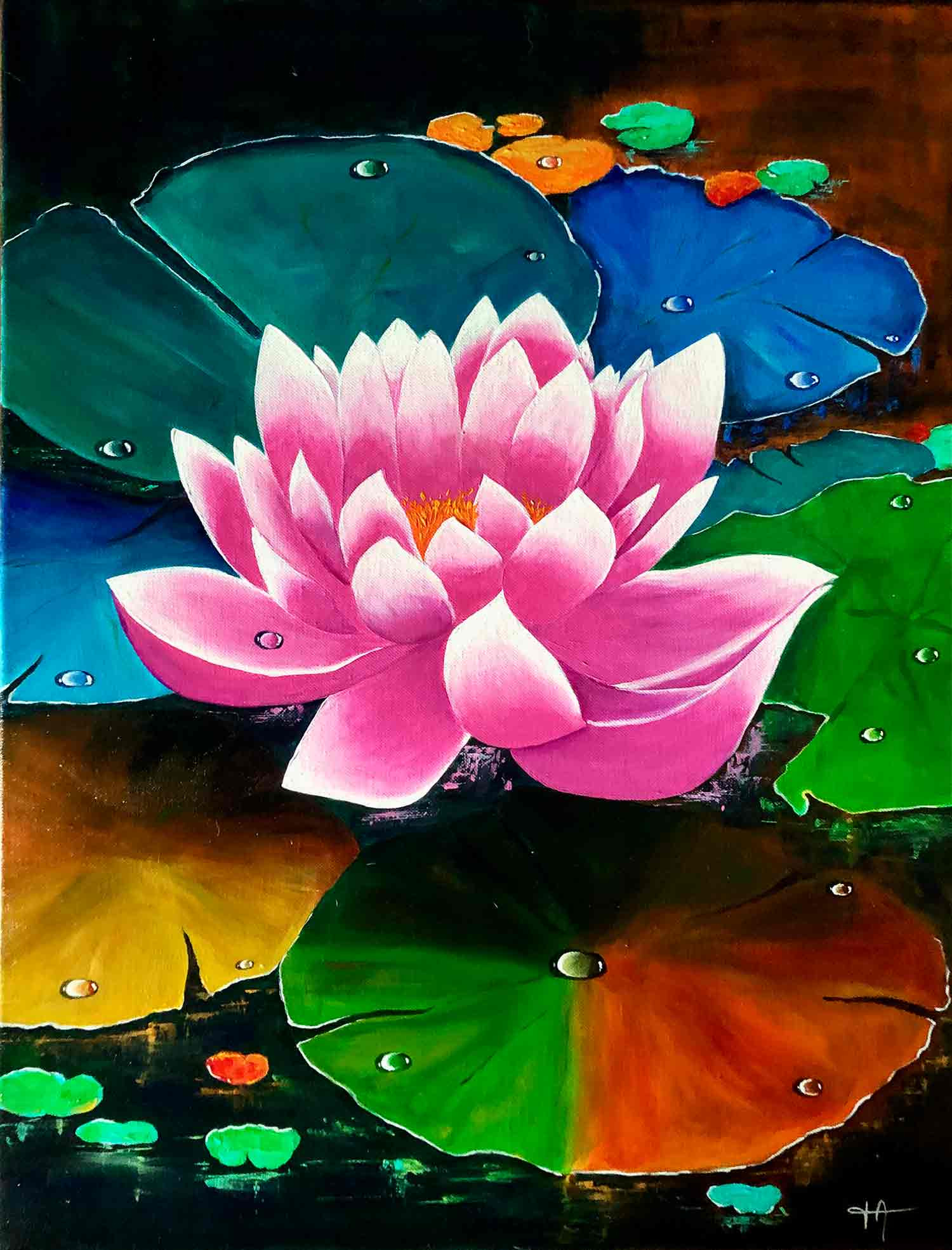 Françoise Augustine, Lis d'eau, painting - Artalistic online contemporary art buying and selling gallery