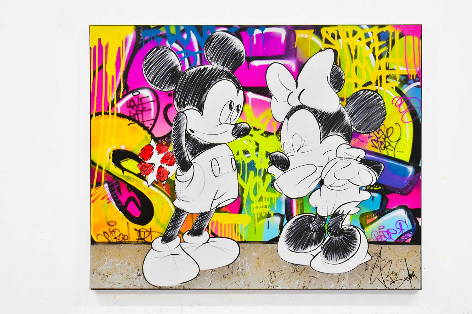 Tableau Graffiti Illustration Mickey- Pop art et street art