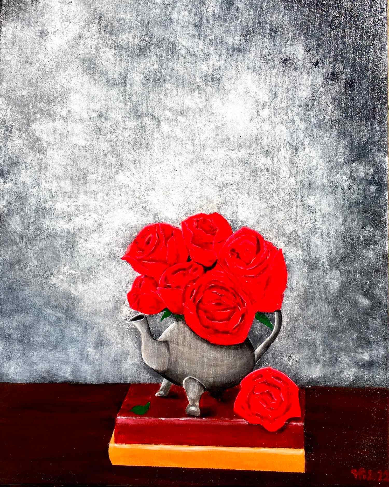 Françoise Augustine, Mon amie la rose, painting - Artalistic online contemporary art buying and selling gallery