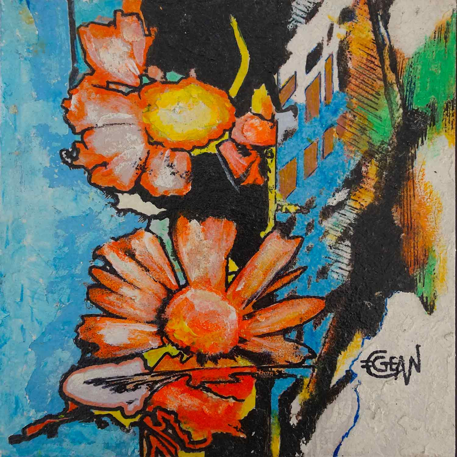 Claude Géan, Flower power, painting - Artalistic online contemporary art buying and selling gallery
