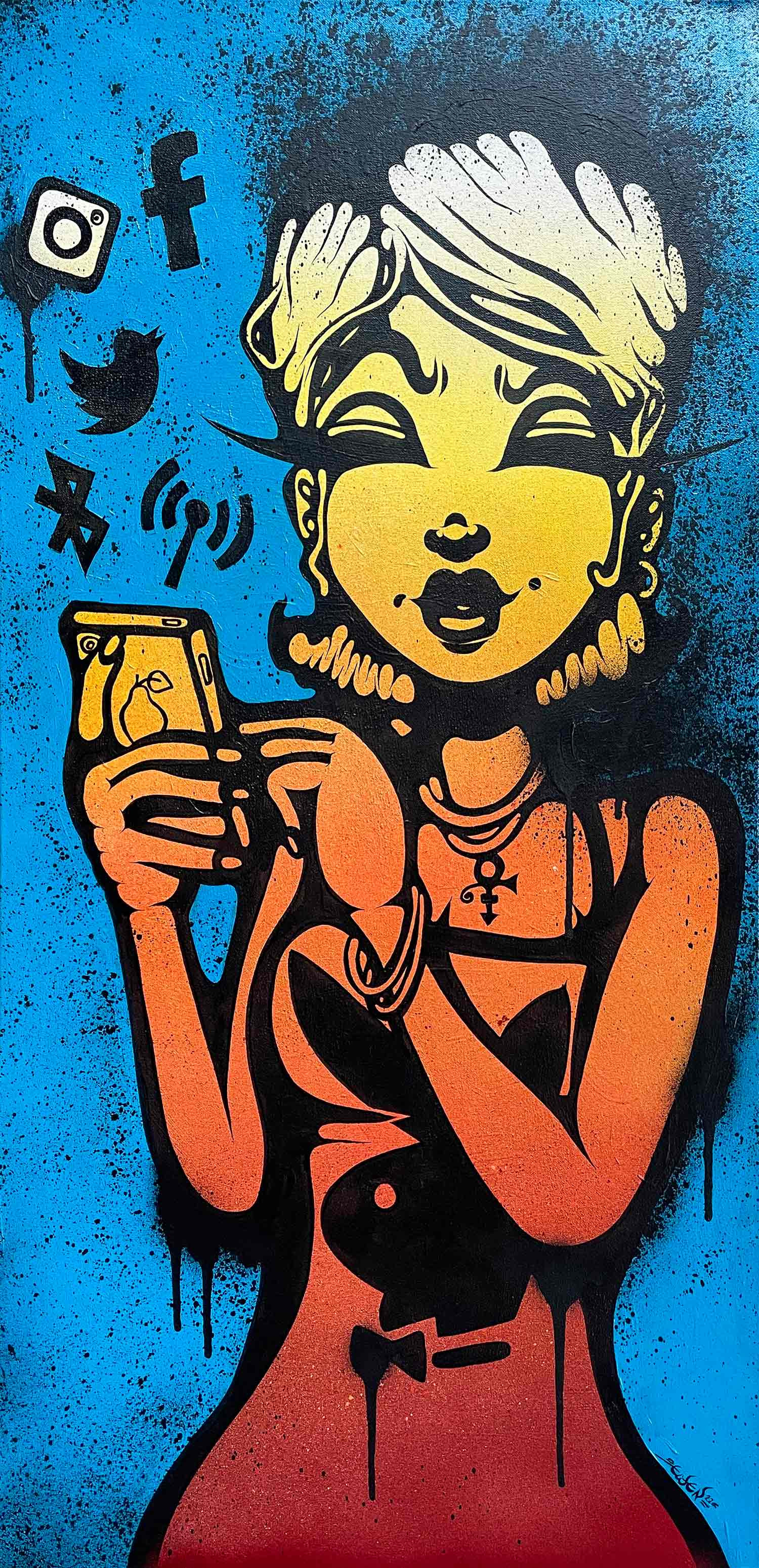 Ewen Gur, Consumed by Social Media, painting - Artalistic online contemporary art buying and selling gallery