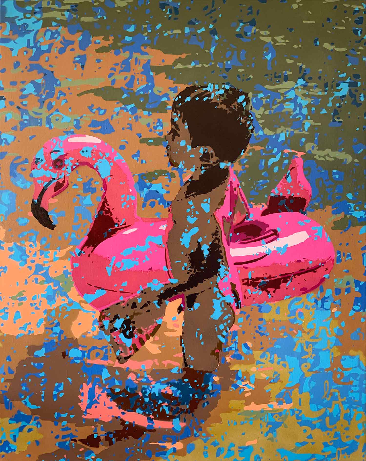 Lucie Lith, ma bouée rose, painting - Artalistic online contemporary art buying and selling gallery