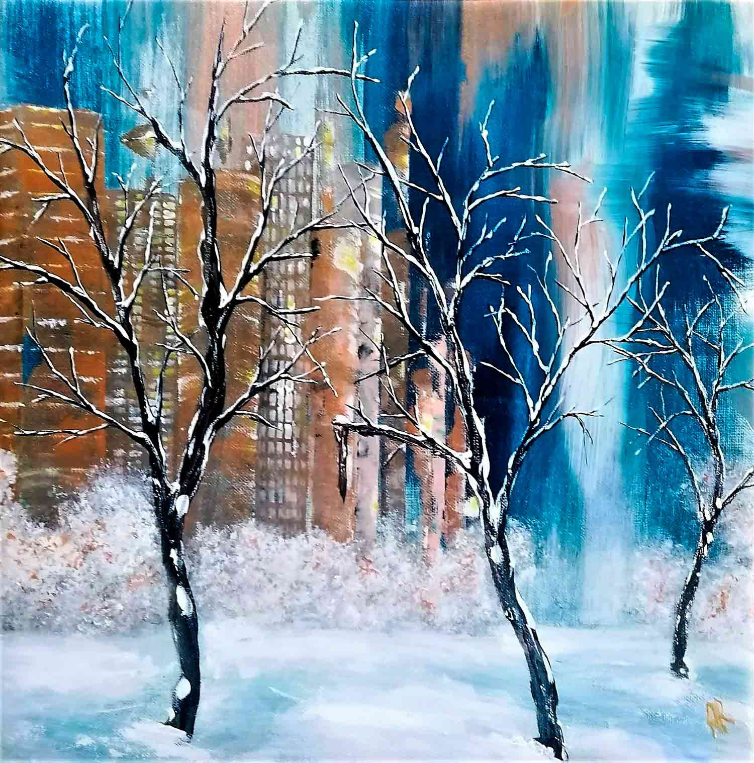 Anne Robin, Bleu et or, painting - Artalistic online contemporary art buying and selling gallery