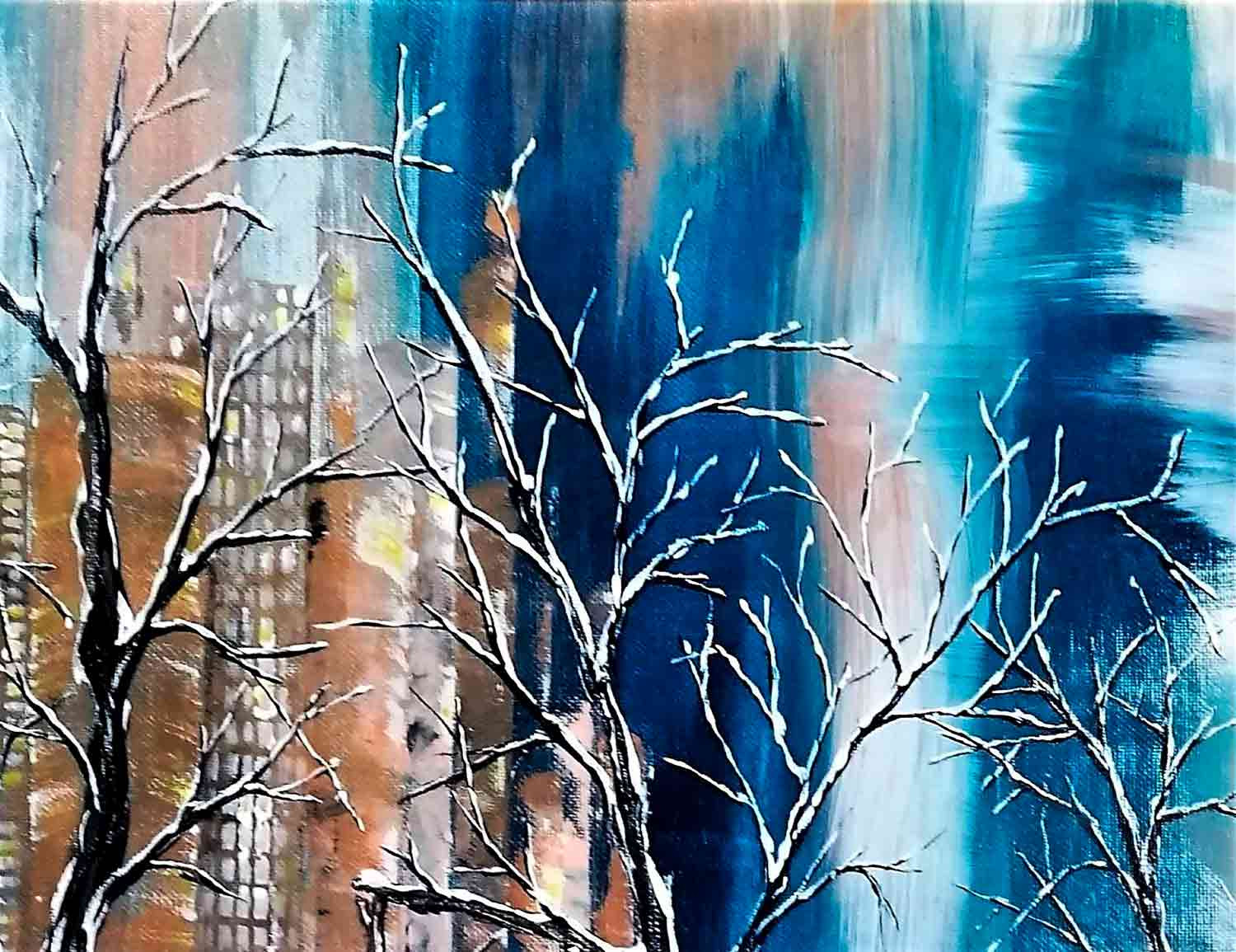 Anne Robin, Bleu et or, painting - Artalistic online contemporary art buying and selling gallery