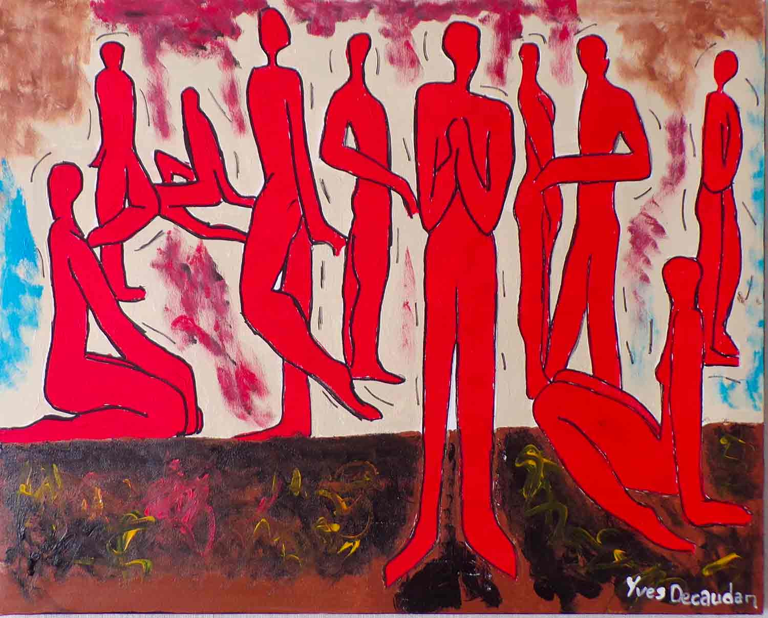 Yves Decaudan, La tribu, painting - Artalistic online contemporary art buying and selling gallery