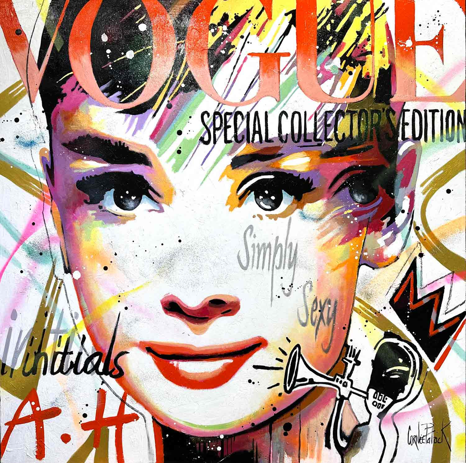 Patrick Cornée, Audrey Hepburn, painting - Artalistic online contemporary art buying and selling gallery