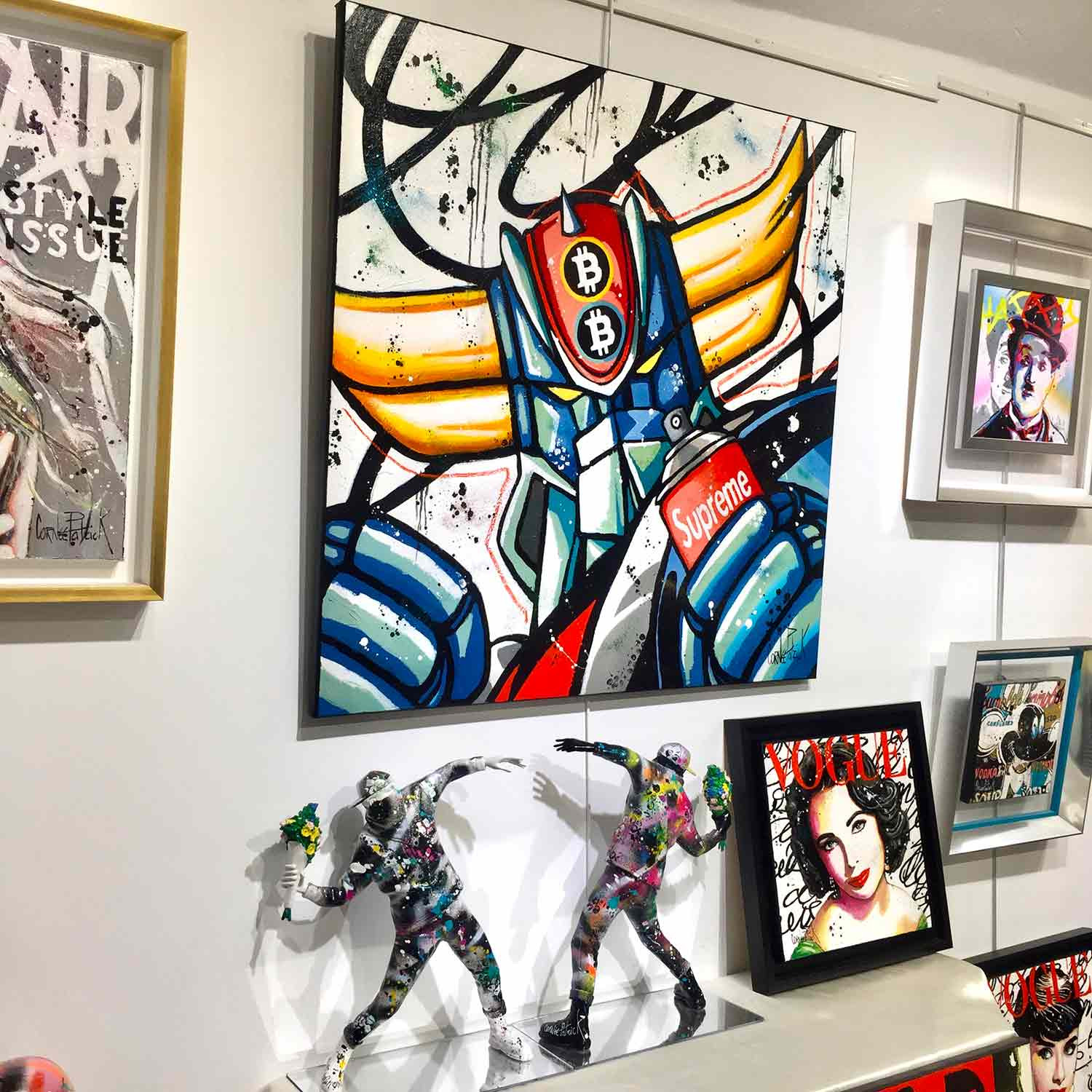 Patrick Cornée, Goldorak likes street art and bitcoin, painting - Artalistic online contemporary art buying and selling gallery