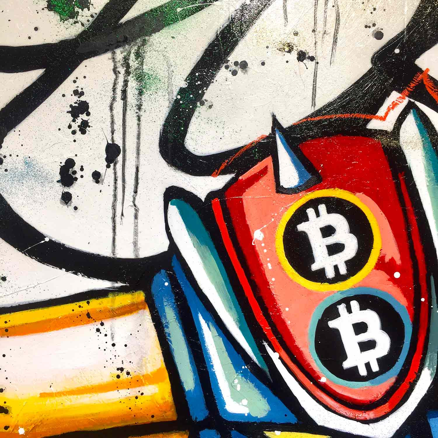 Patrick Cornée, Goldorak likes street art and bitcoin, painting - Artalistic online contemporary art buying and selling gallery