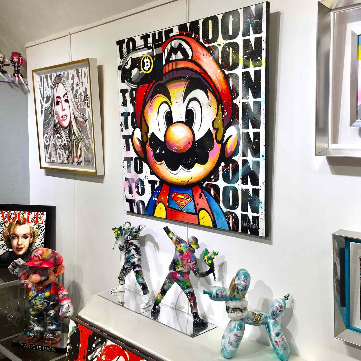 Patrick Cornée, Super Mario Bitcoin to the moon, painting - Artalistic online contemporary art buying and selling gallery