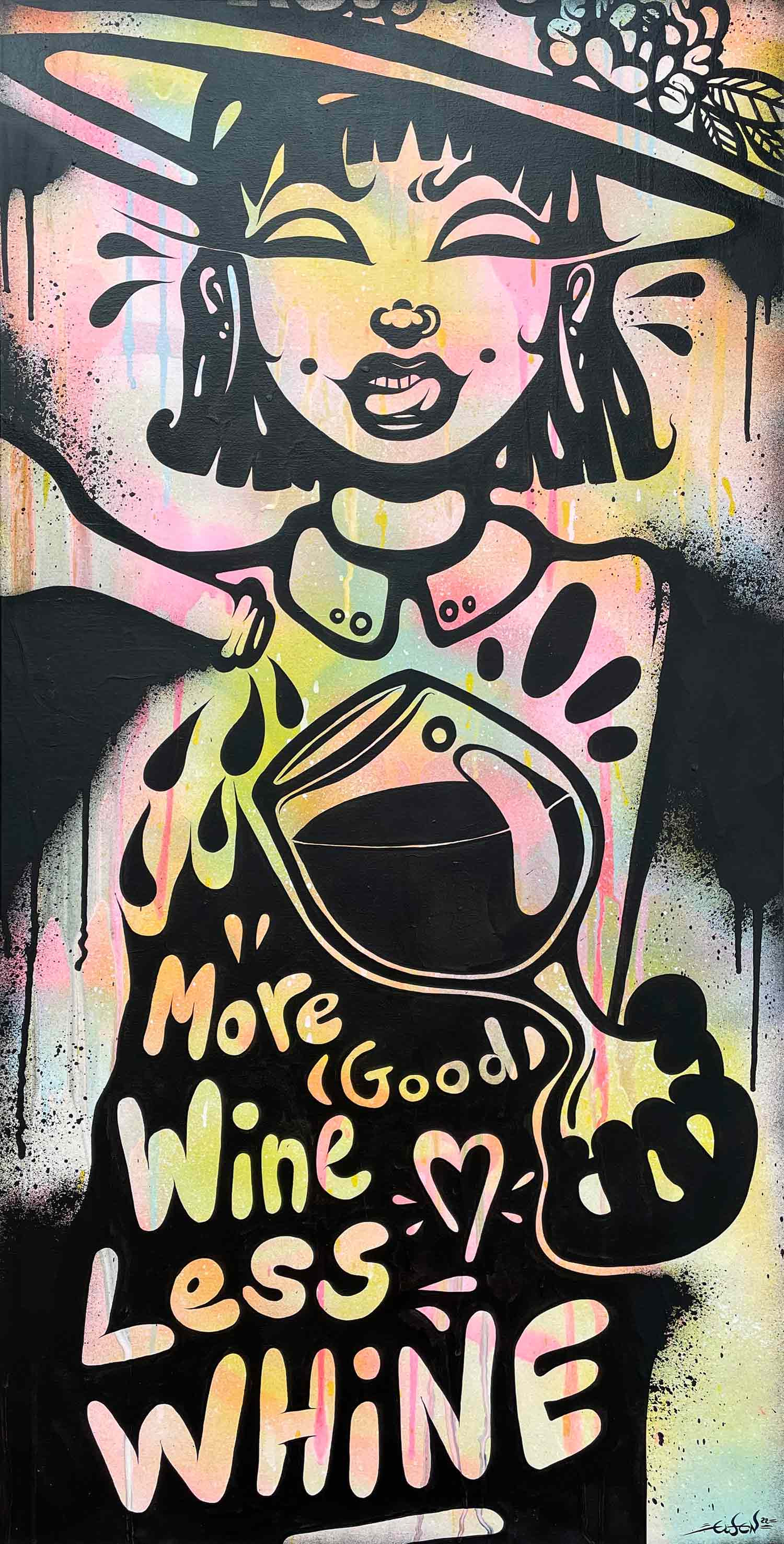 Ewen Gur, More good wine, less whine, painting - Artalistic online contemporary art buying and selling gallery