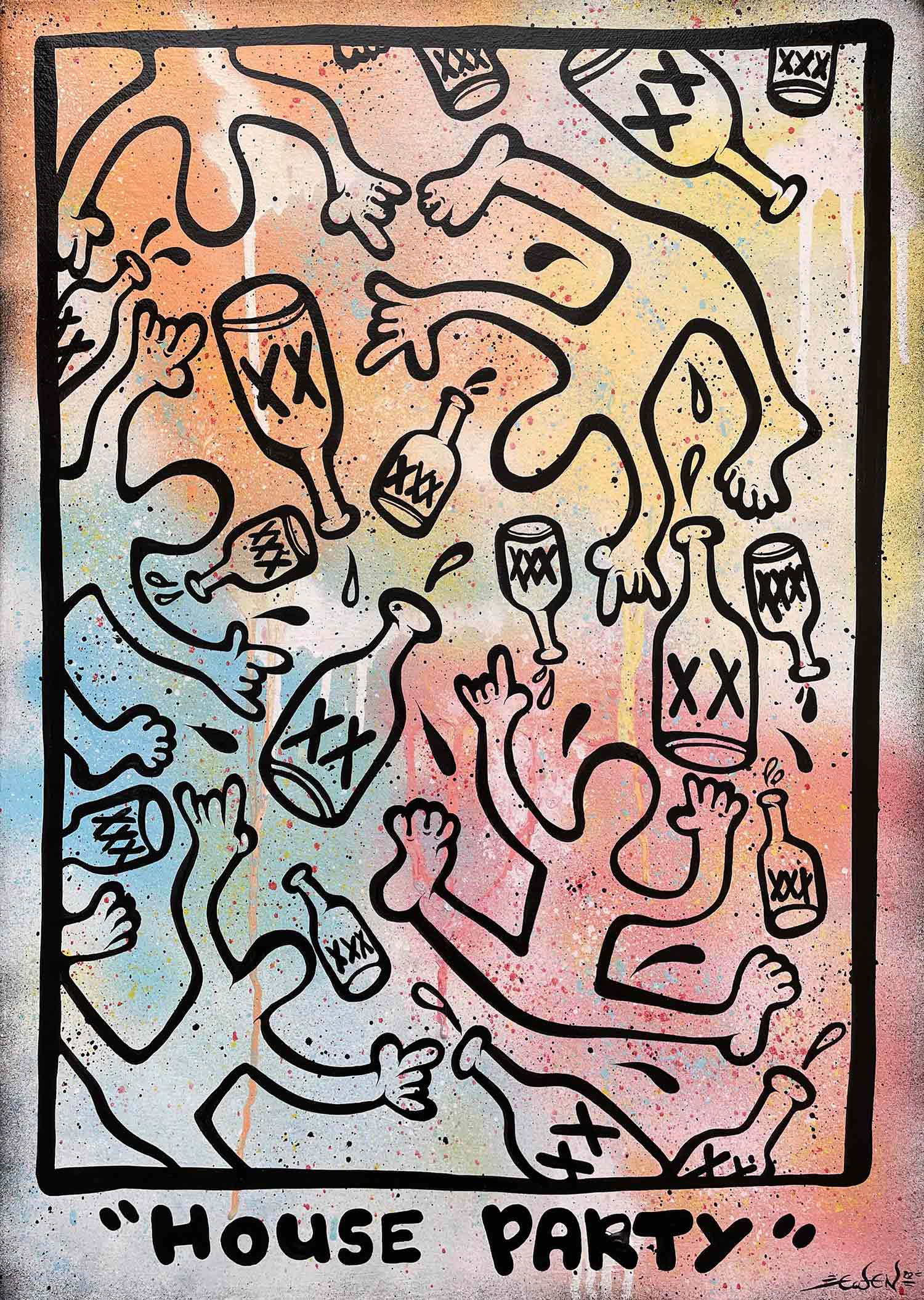 Ewen Gur, House Party, painting - Artalistic online contemporary art buying and selling gallery