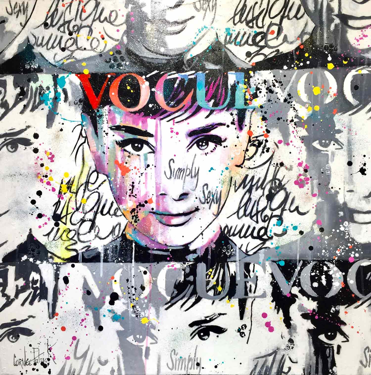 Patrick Cornée, Audrey Hepburn, painting - Artalistic online contemporary art buying and selling gallery