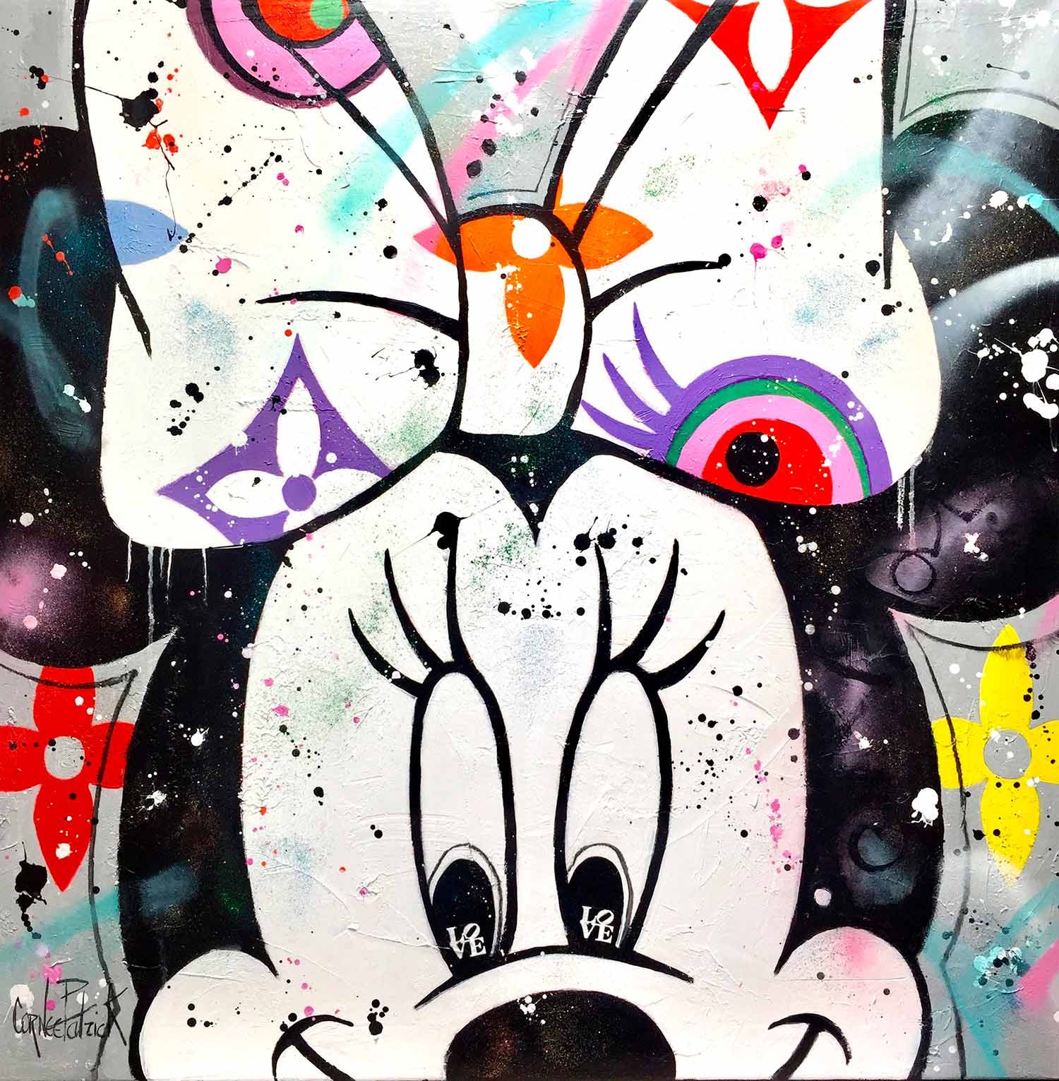 Contemporary Art - Mixed media on canvas - Minnie, Louis Vuitton style -  Patrick Cornée