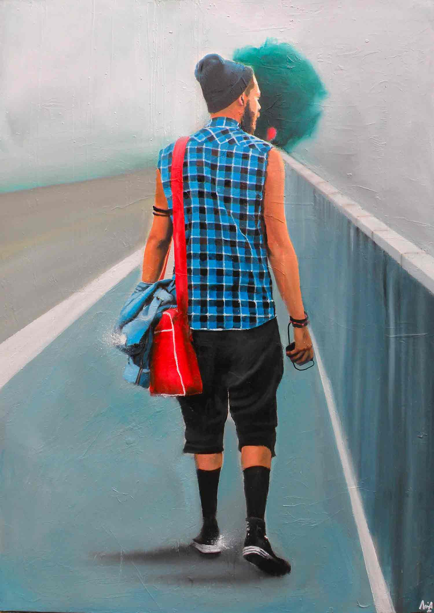 Mia, Bleu brouillard, painting - Artalistic online contemporary art buying and selling gallery