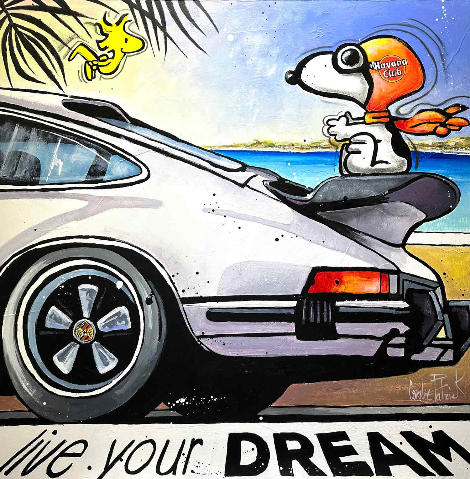 Patrick Cornée, Snoopy vit son rêve, painting - Artalistic online contemporary art buying and selling gallery