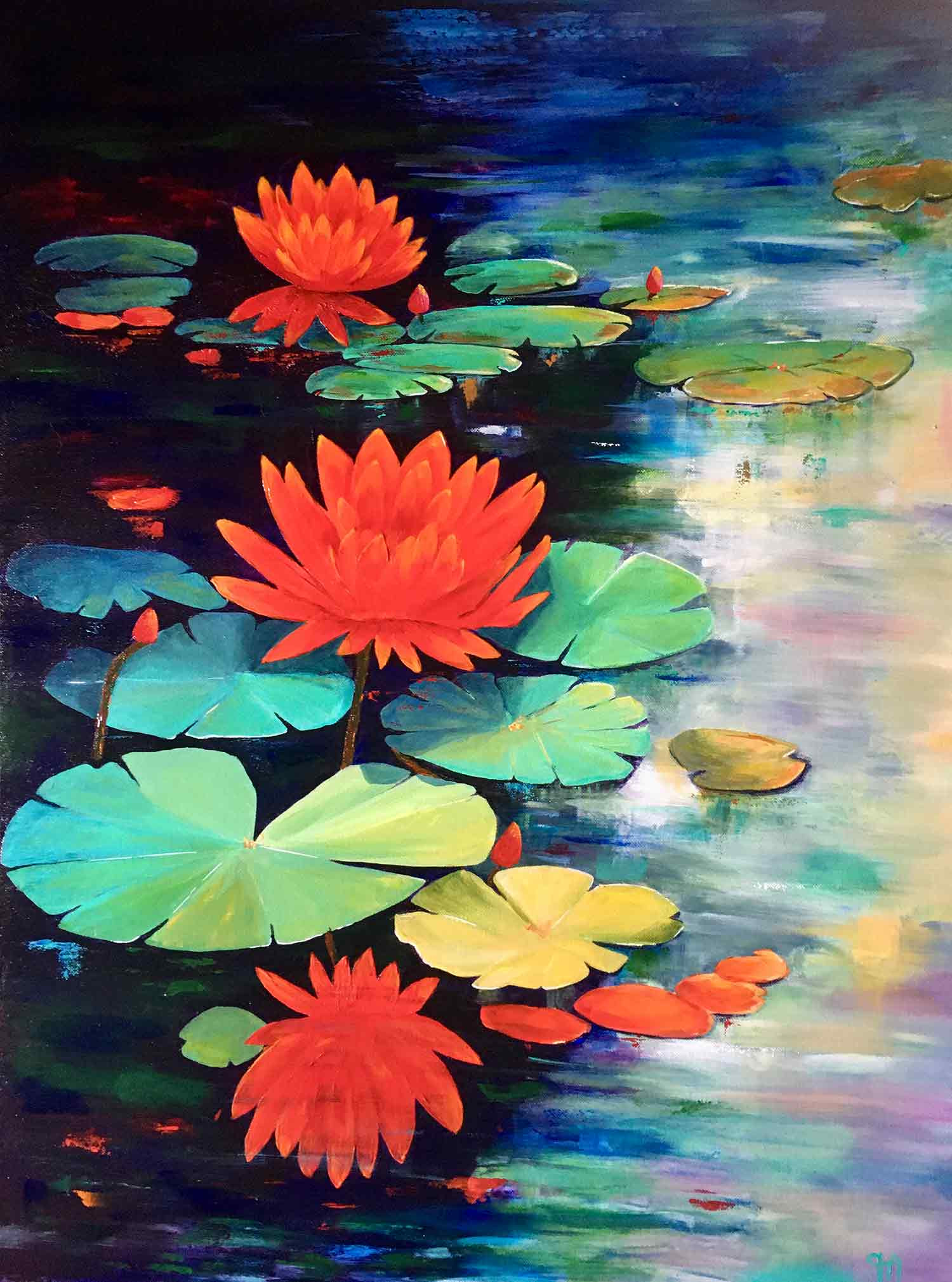 Françoise Augustine, Nympheas, painting - Artalistic online contemporary art buying and selling gallery
