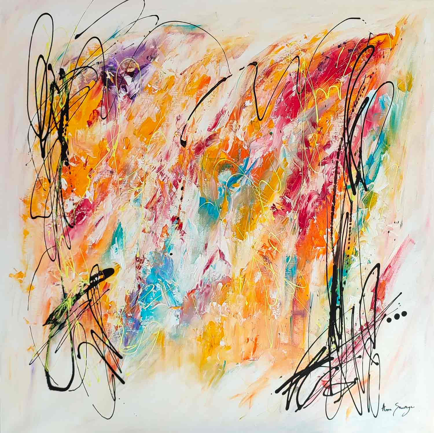 Âme Sauvage, La femme en rouge, painting - Artalistic online contemporary art buying and selling gallery