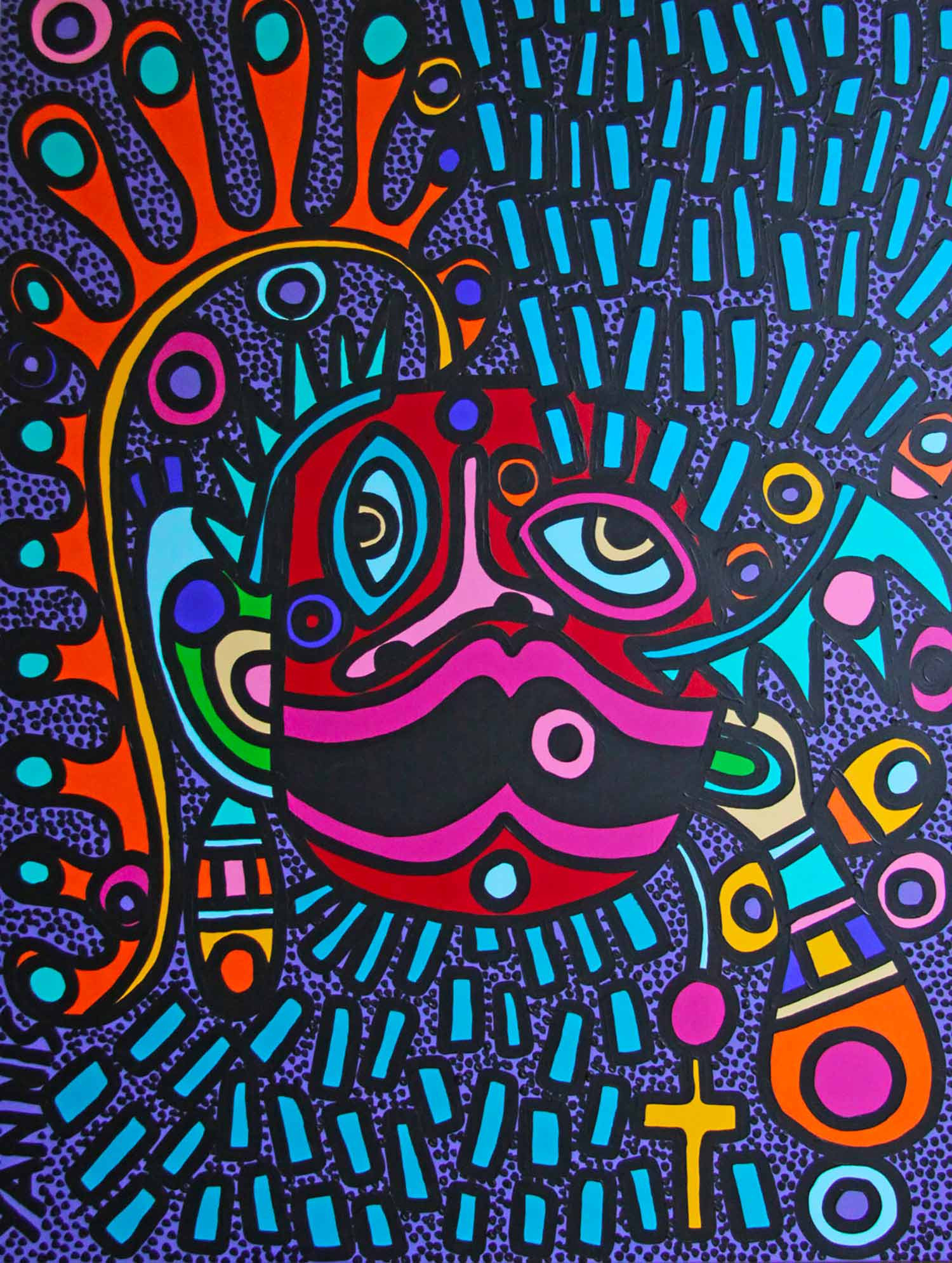 Contemporary Art Acrylic on canvas Tête rouge Yannis Le Quintrec