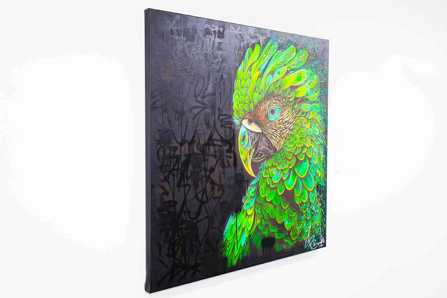 Vincent Bardou, The grace of the green parrot, painting - Artalistic online contemporary art buying and selling gallery