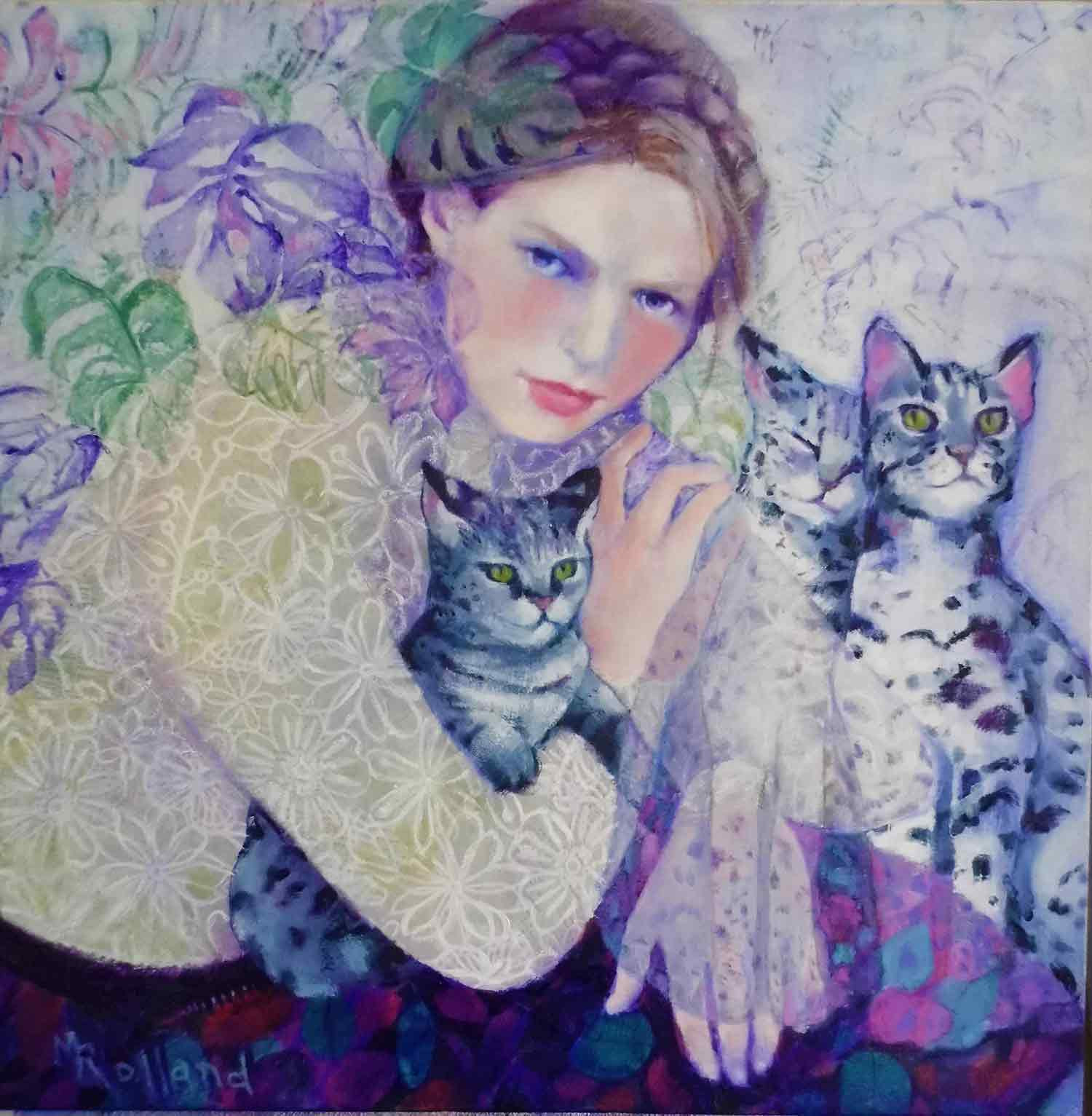 Mireille Rolland, Dans le regard des félins, painting - Artalistic online contemporary art buying and selling gallery