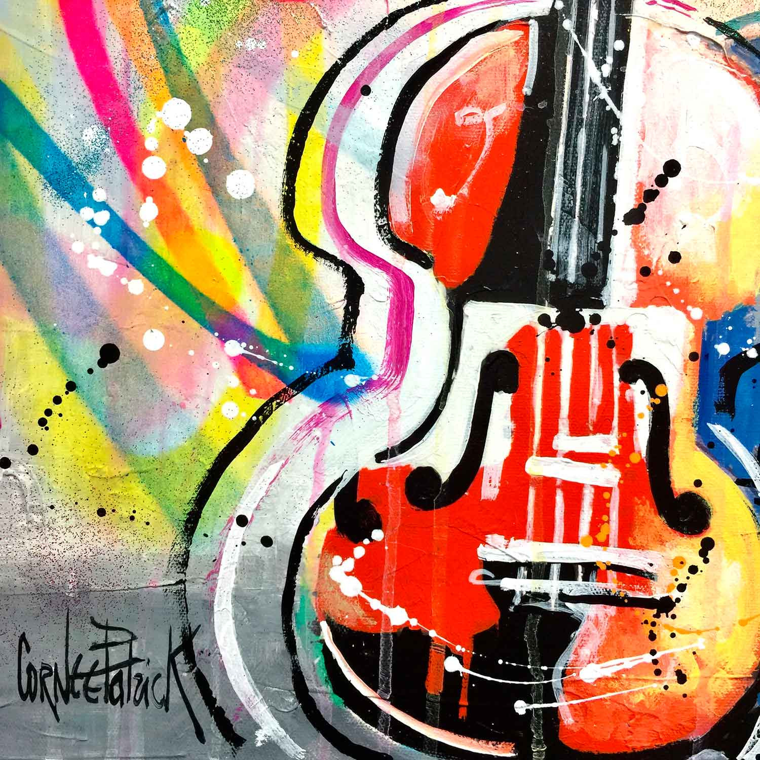 Patrick Cornée, Happy pop violins, painting - Artalistic online contemporary art buying and selling gallery