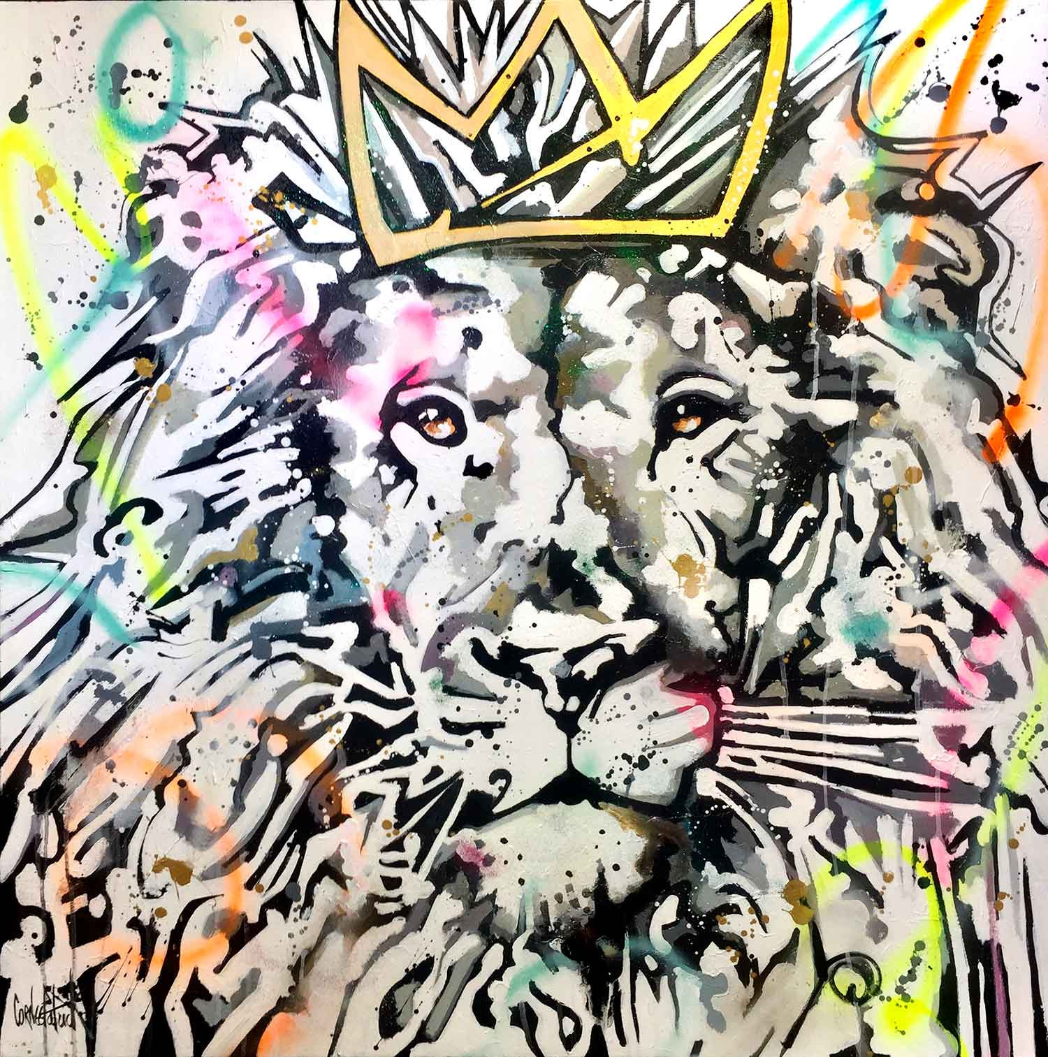 Patrick Cornée, Lion king graffiti, painting - Artalistic online contemporary art buying and selling gallery