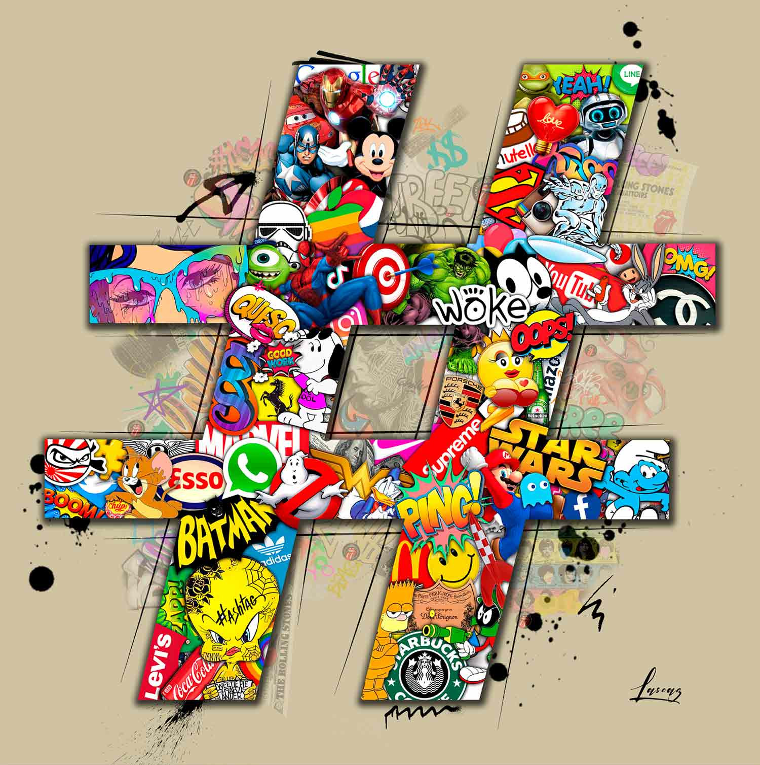 Lascaz, Hashtag, painting - Artalistic online contemporary art buying and selling gallery