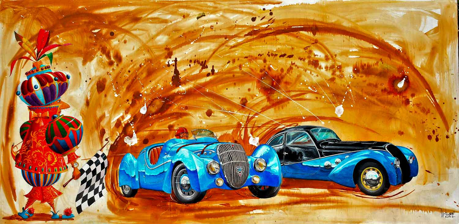 Michel Michaux, L'arrivée, painting - Artalistic online contemporary art buying and selling gallery