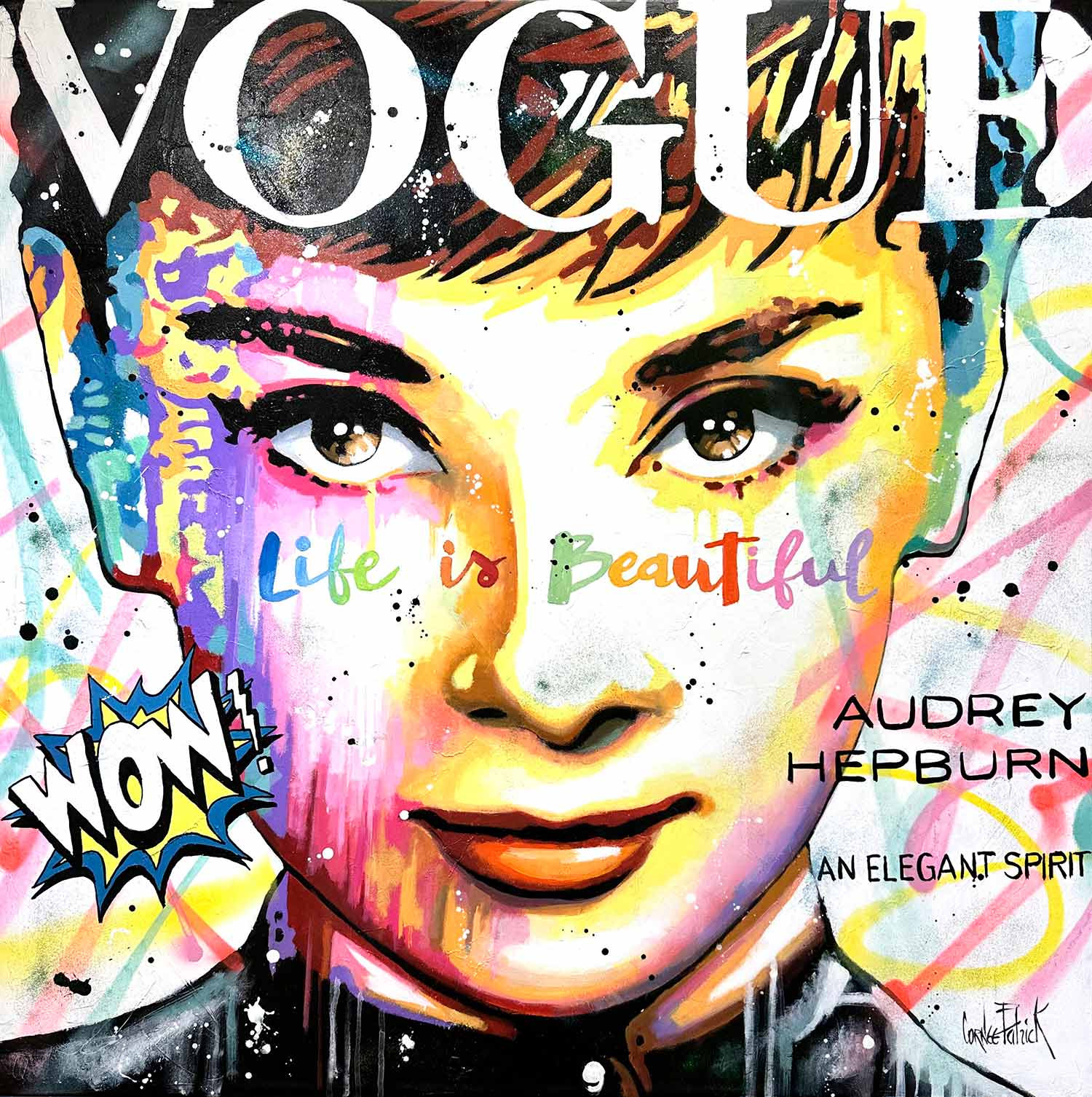 Patrick Cornée, Audrey Hepburn, painting - Artalistic online contemporary art buying and selling gallery