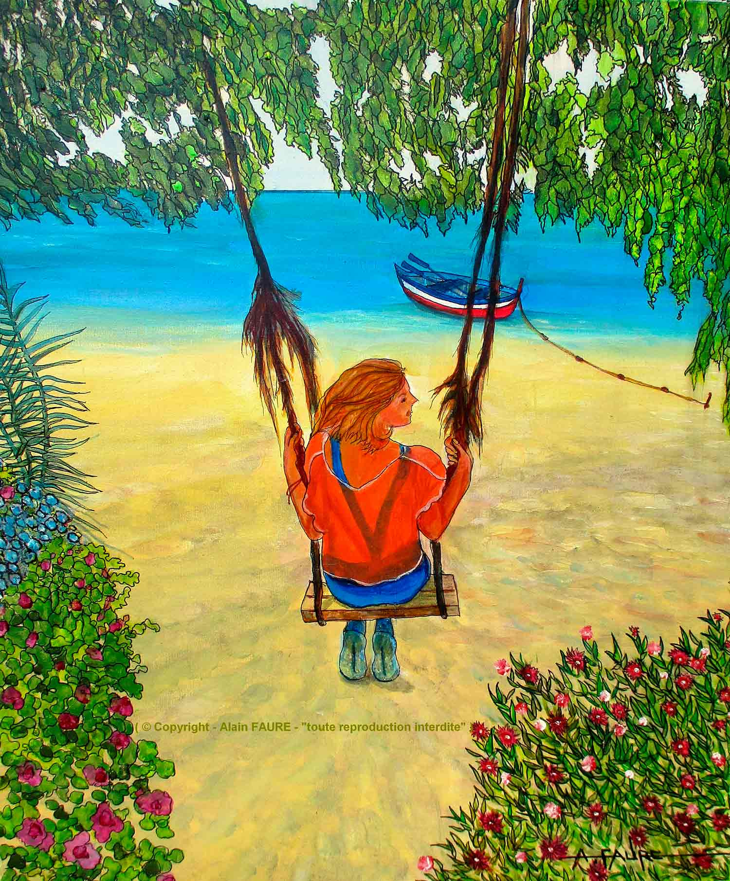 Alain Faure, La Balançoire, painting - Artalistic online contemporary art buying and selling gallery
