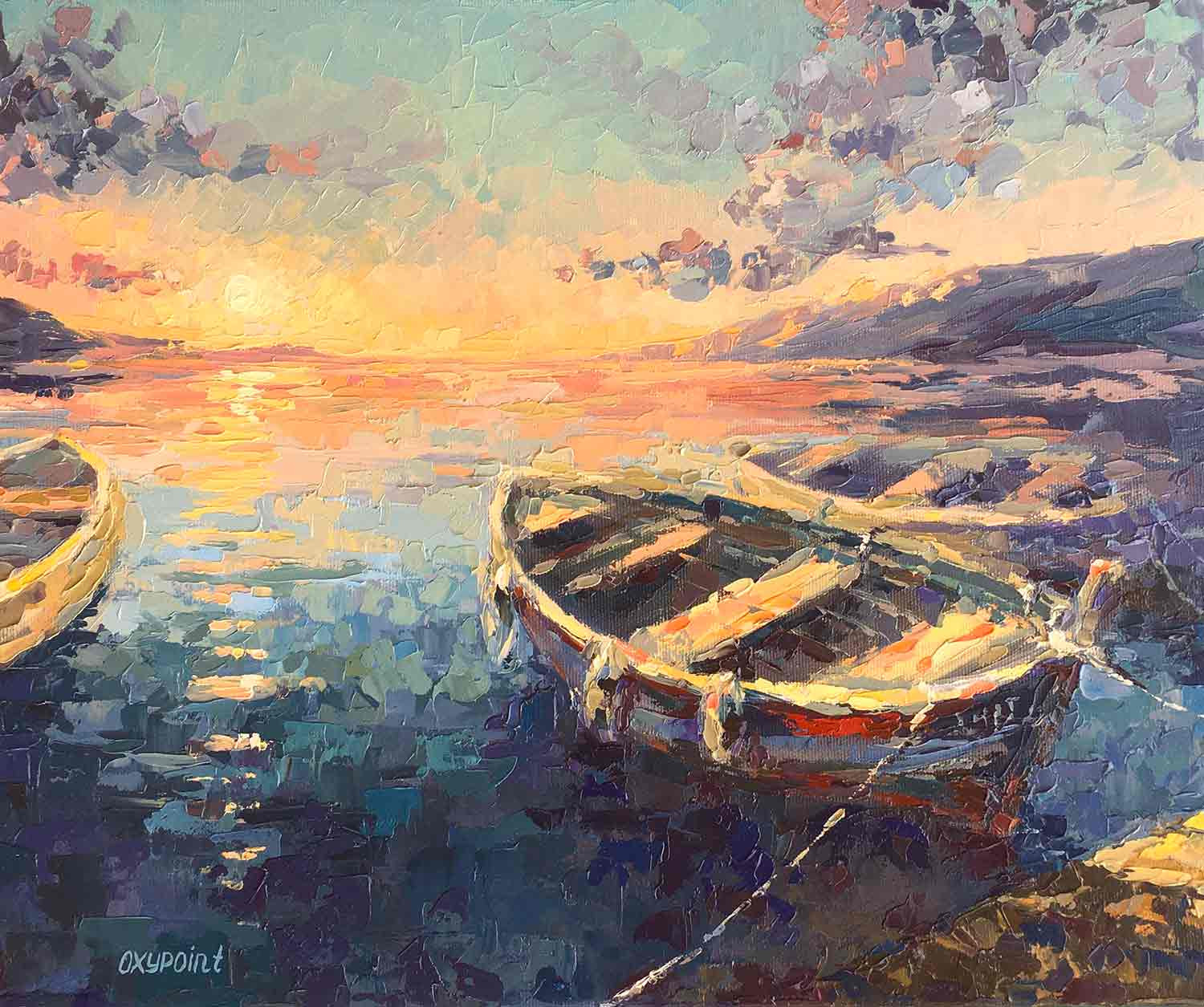 Oxypoint, A moment of peace at sunset, painting - Artalistic online contemporary art buying and selling gallery