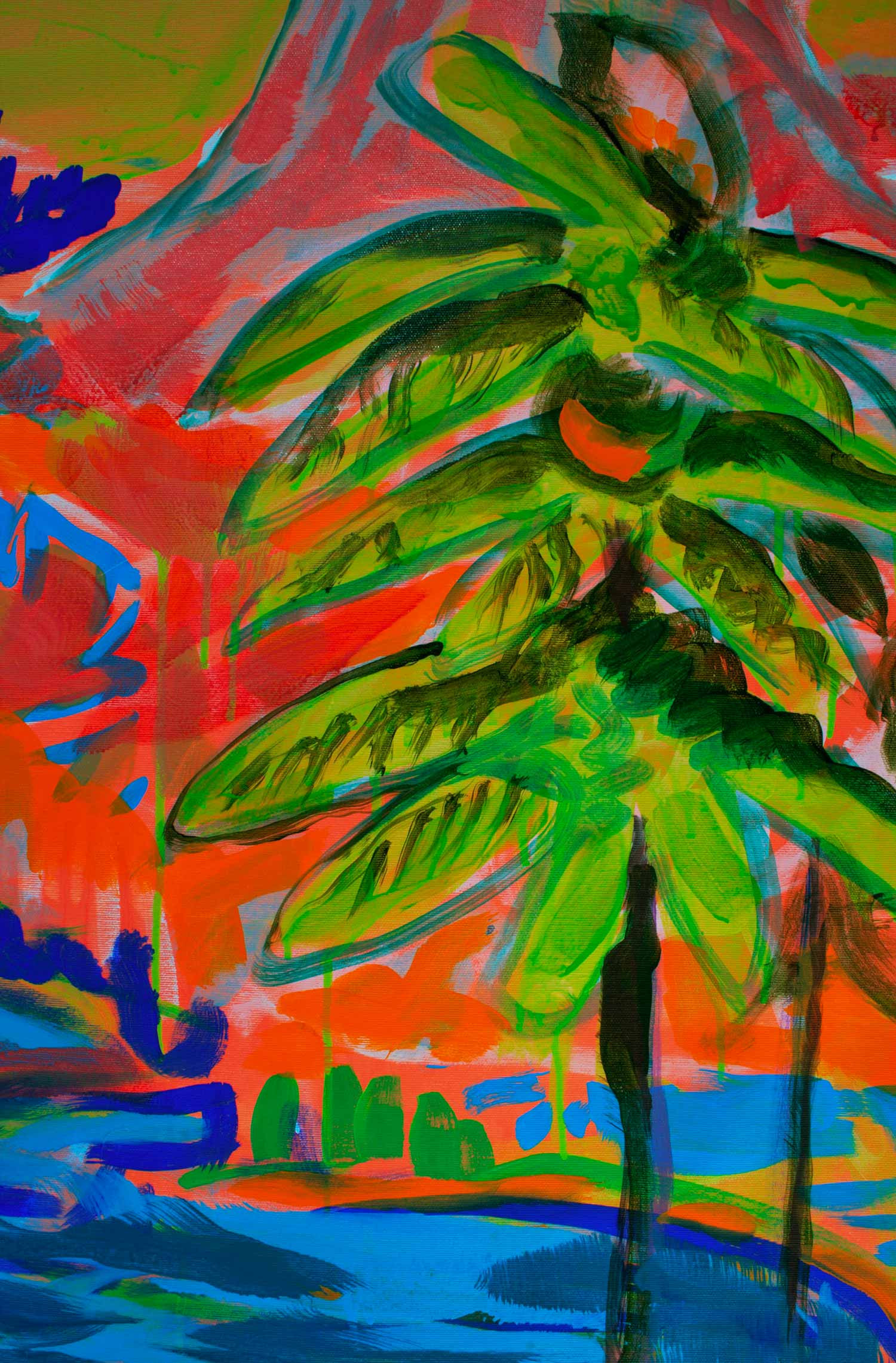 Contemporary Art Acrylic On Canvas Volcan Rose Baptiste Laurent