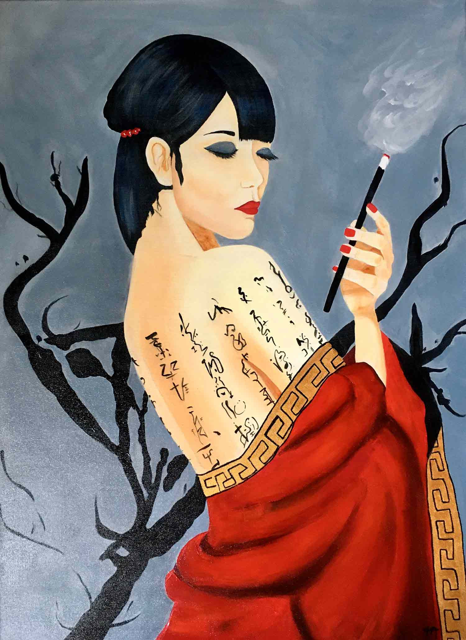 Françoise Augustine, Kikuno, painting - Artalistic online contemporary art buying and selling gallery