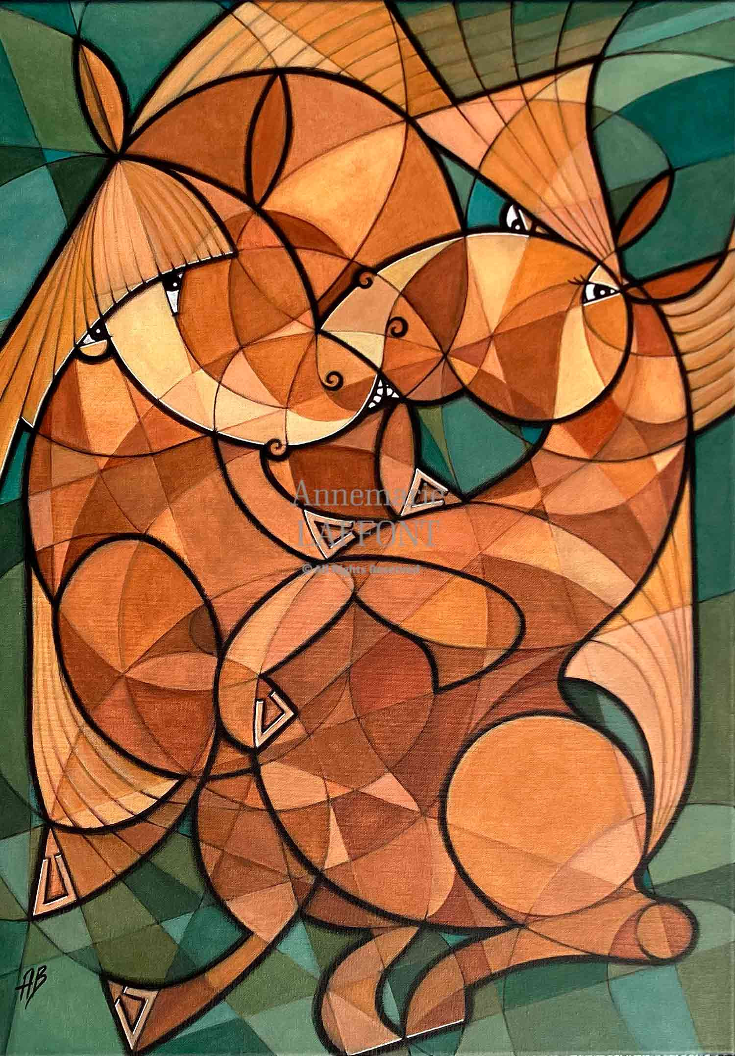 Annemarie Laffont, Horse duo, painting - Artalistic online contemporary art buying and selling gallery