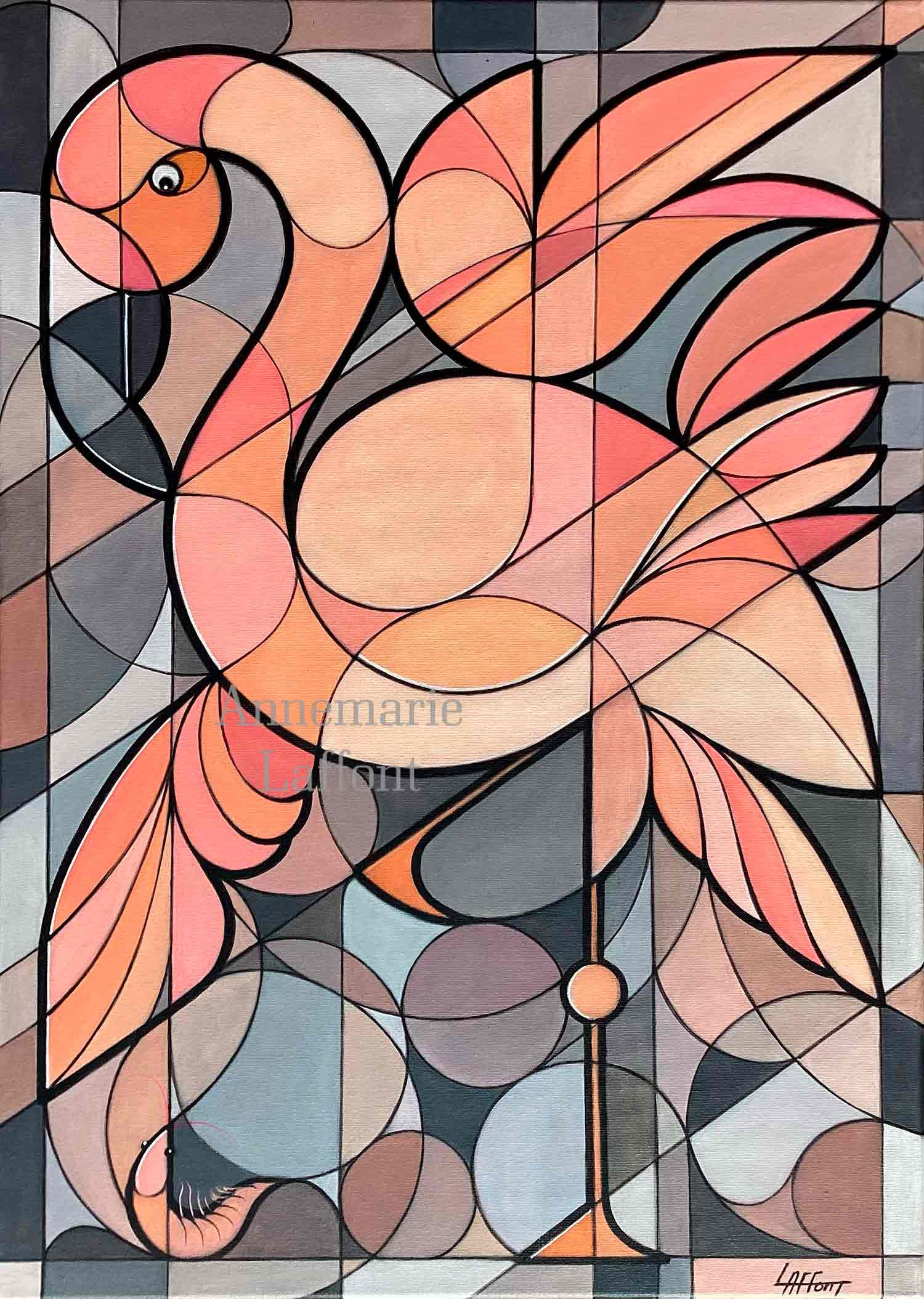 Annemarie Laffont, Flamingo, painting - Artalistic online contemporary art buying and selling gallery