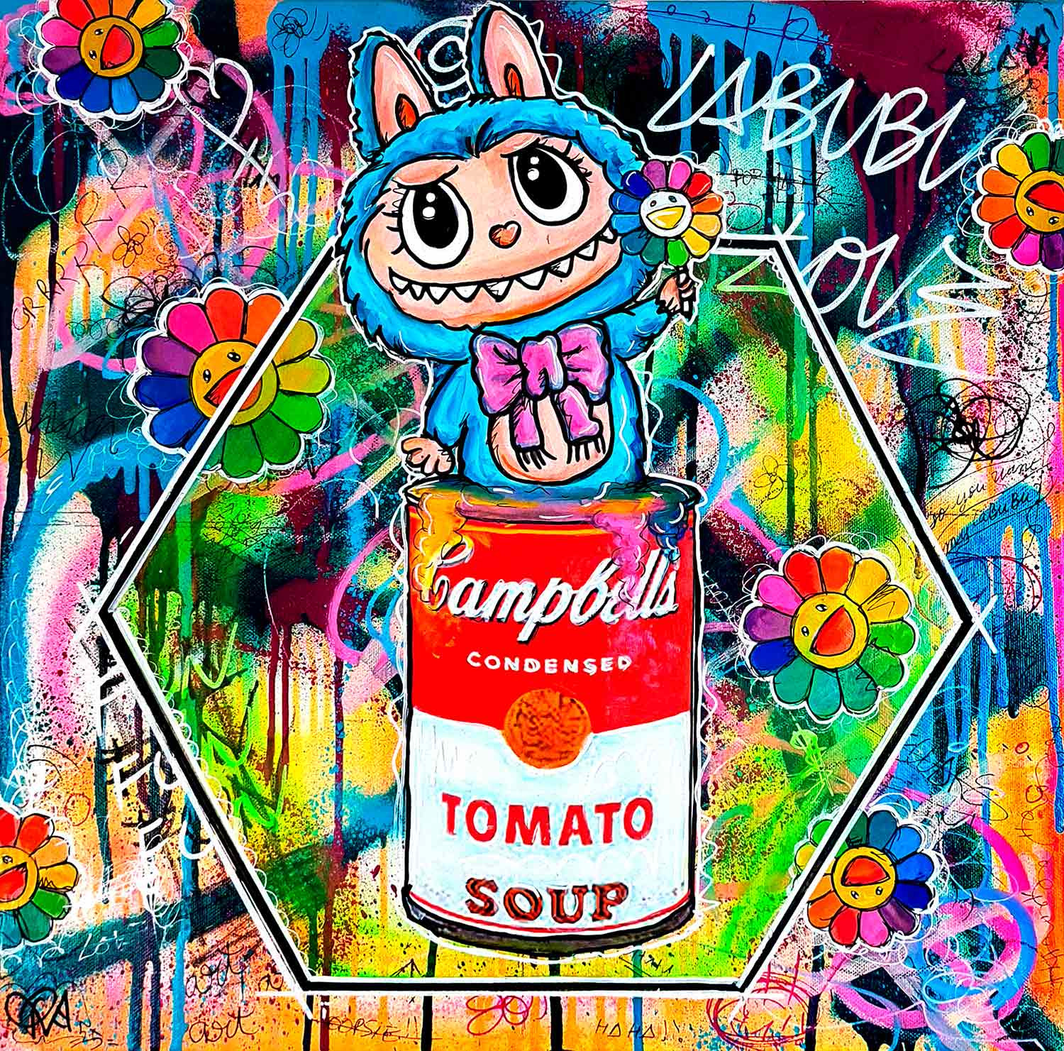 PVettese, Labubu X Campbell Soup Murakami, painting - Artalistic online contemporary art buying and selling gallery
