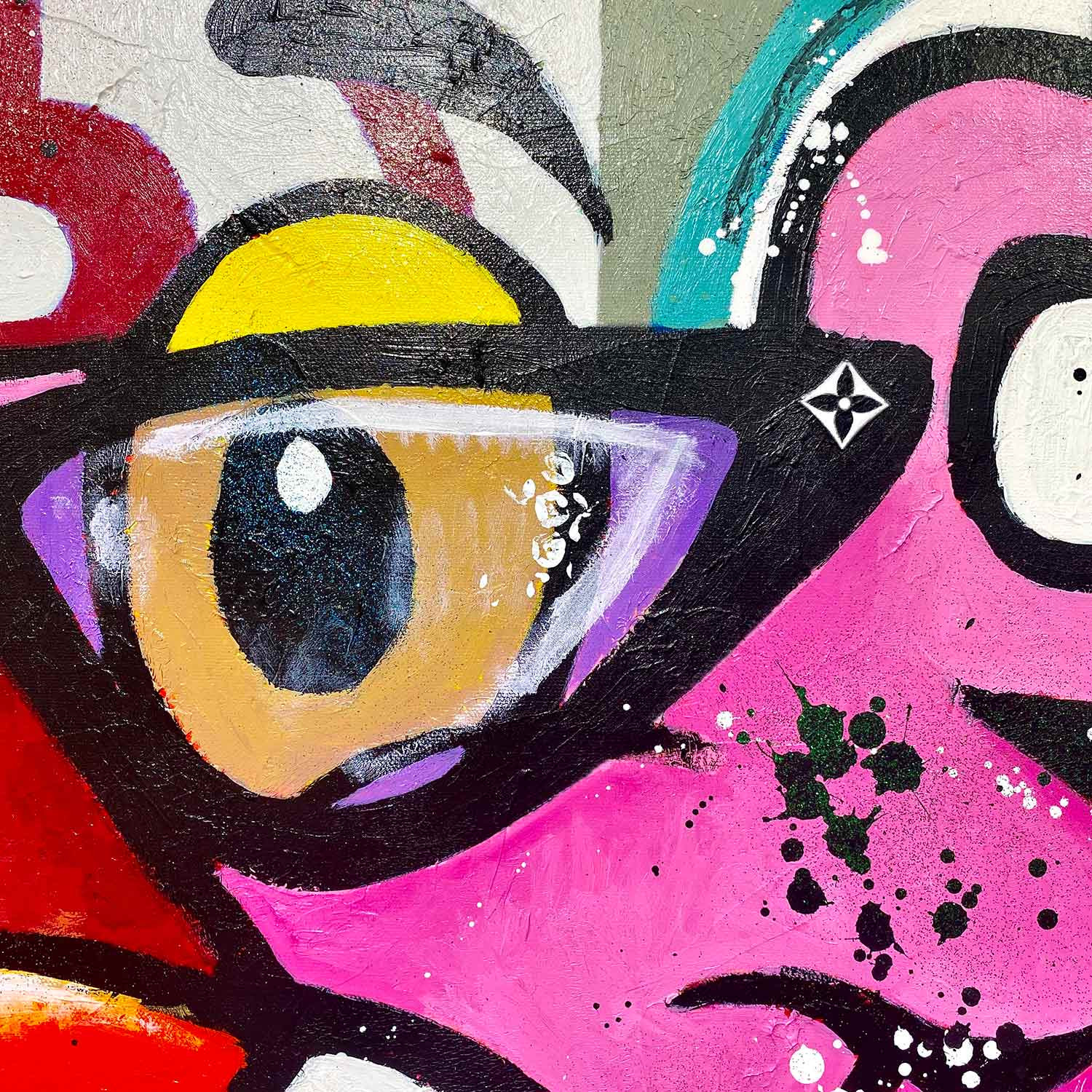 Patrick Cornée, Pink panther likes Bitcoins, painting - Artalistic online contemporary art buying and selling gallery