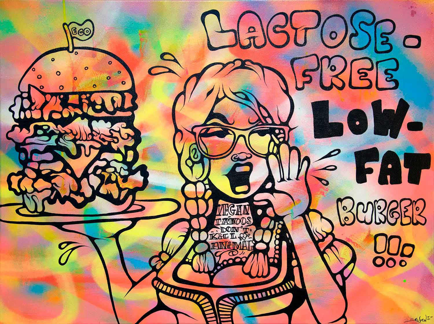 Ewen Gur, Trendy burger, painting - Artalistic online contemporary art buying and selling gallery