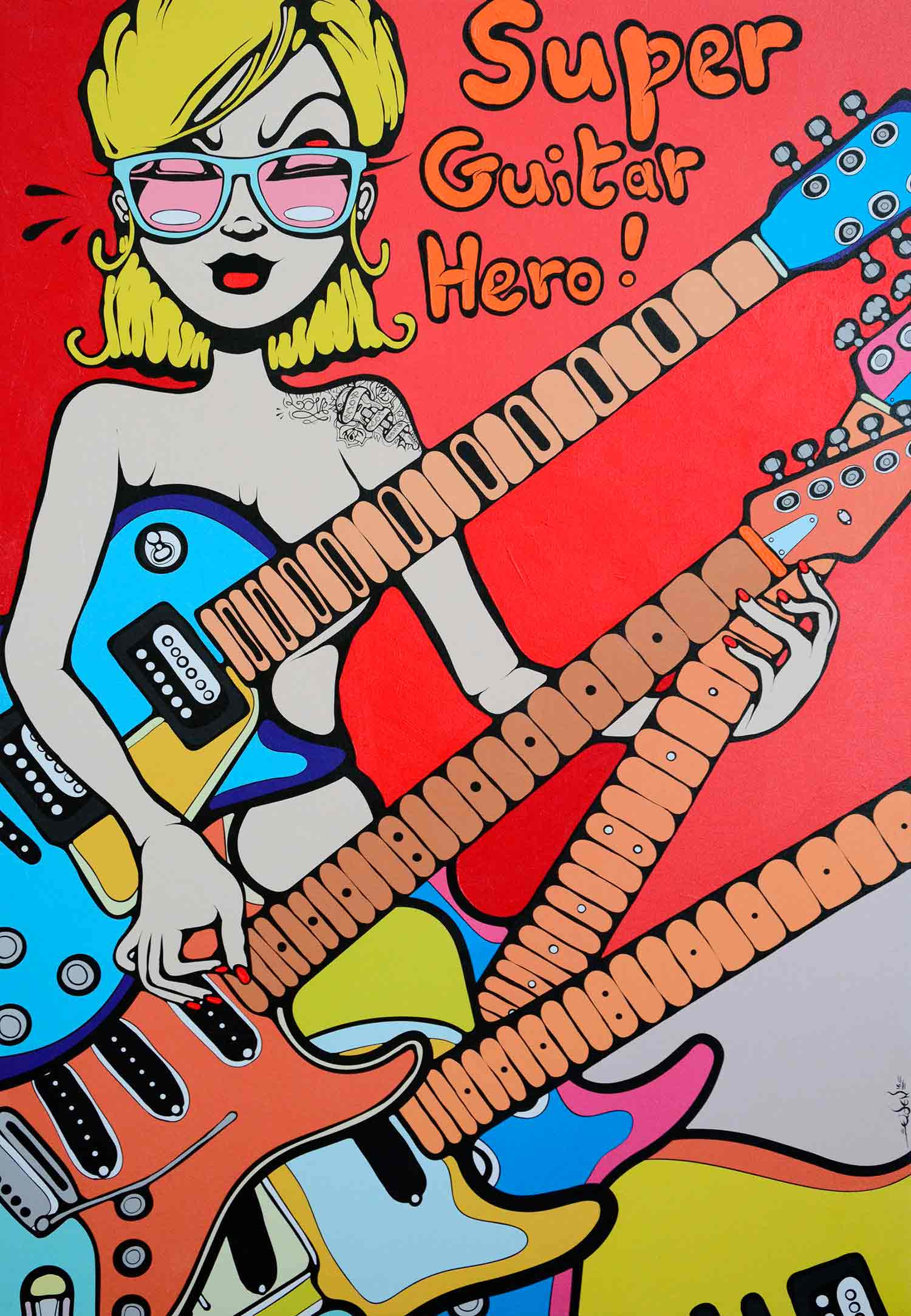 Ewen Gur, Super guitar hero, painting - Artalistic online contemporary art buying and selling gallery