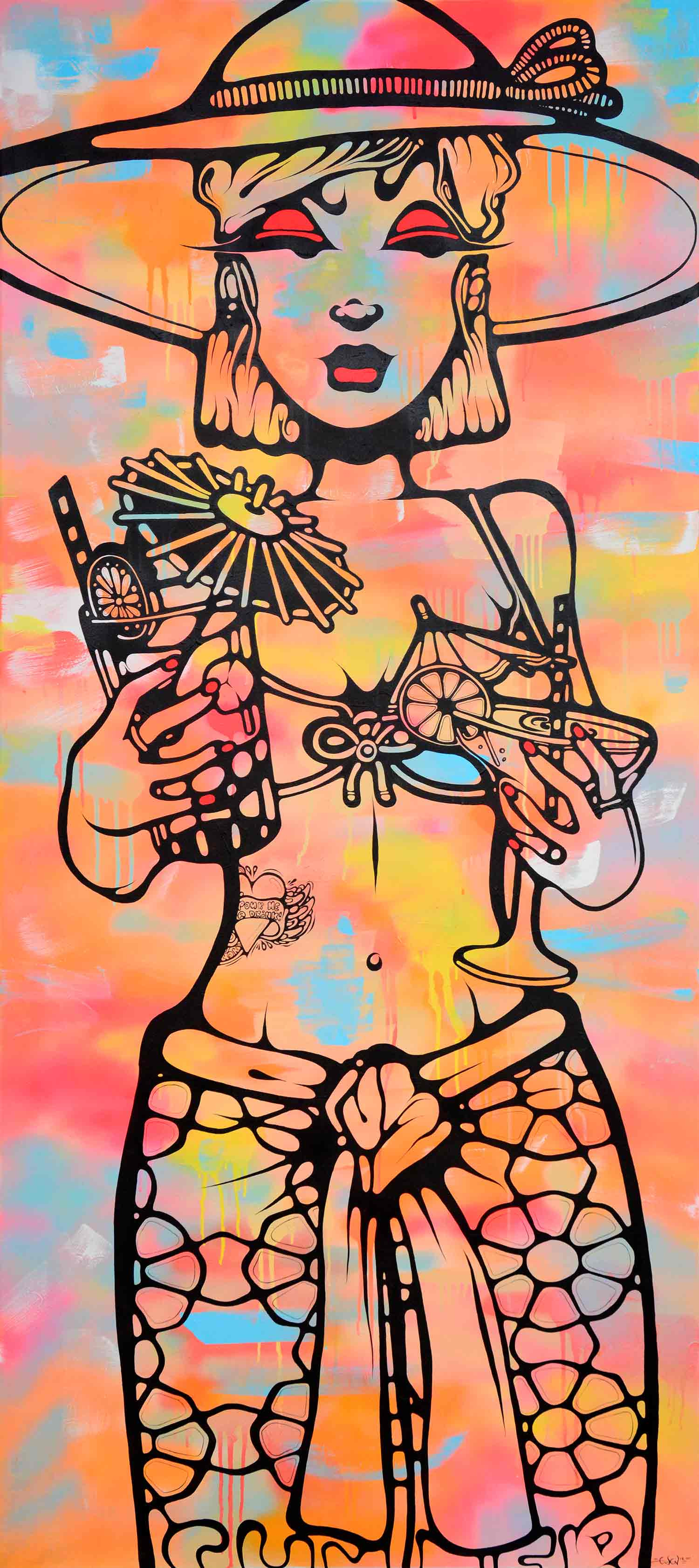 Ewen Gur, Pour me a Drink!, painting - Artalistic online contemporary art buying and selling gallery