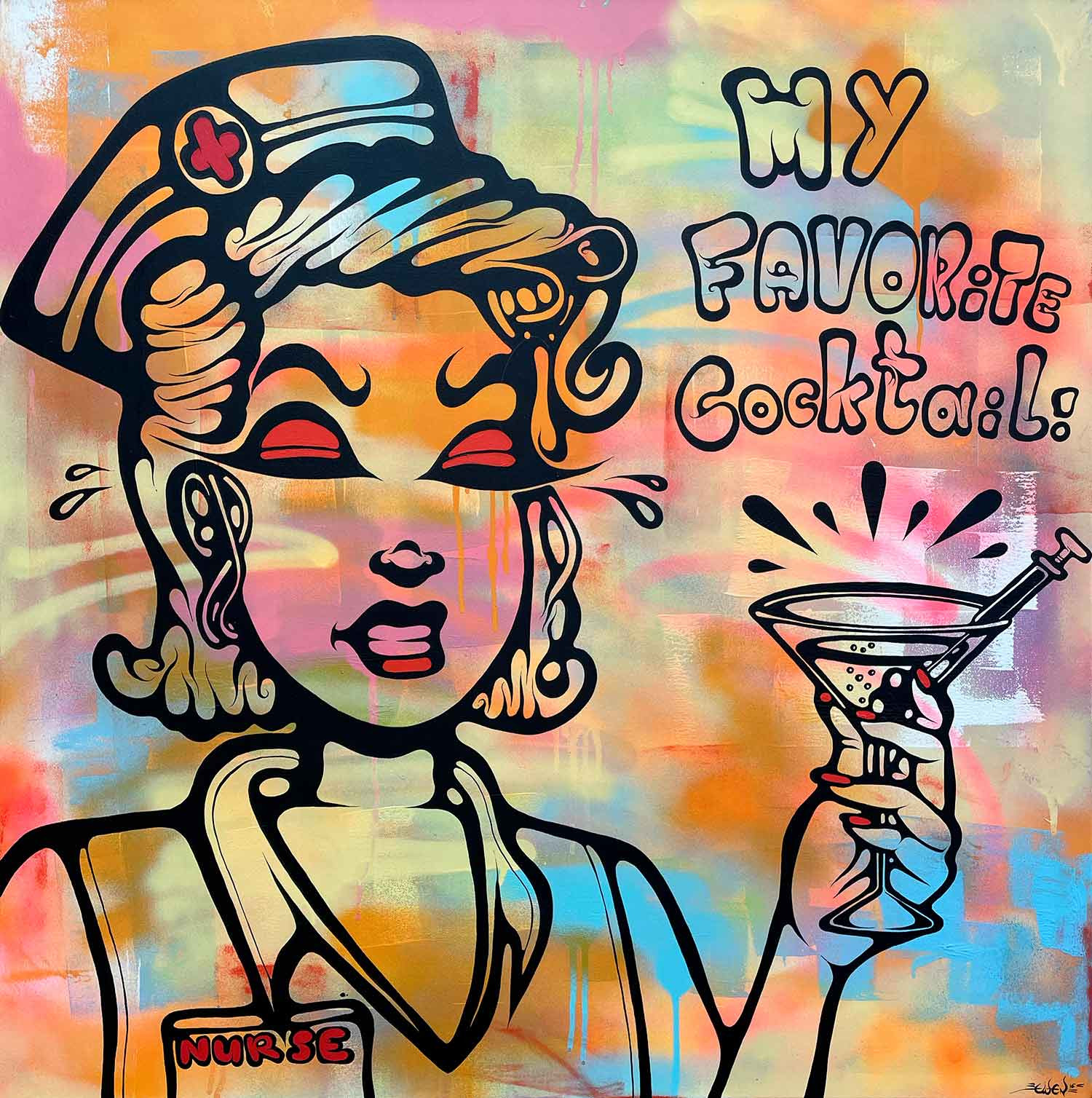 Ewen Gur, My Favorite Cocktail, painting - Artalistic online contemporary art buying and selling gallery